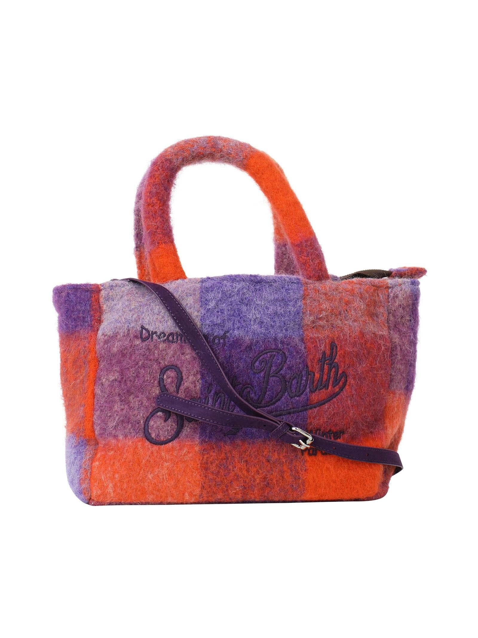 Borsa Clarine fantasia Check viola e arancione - Image 2