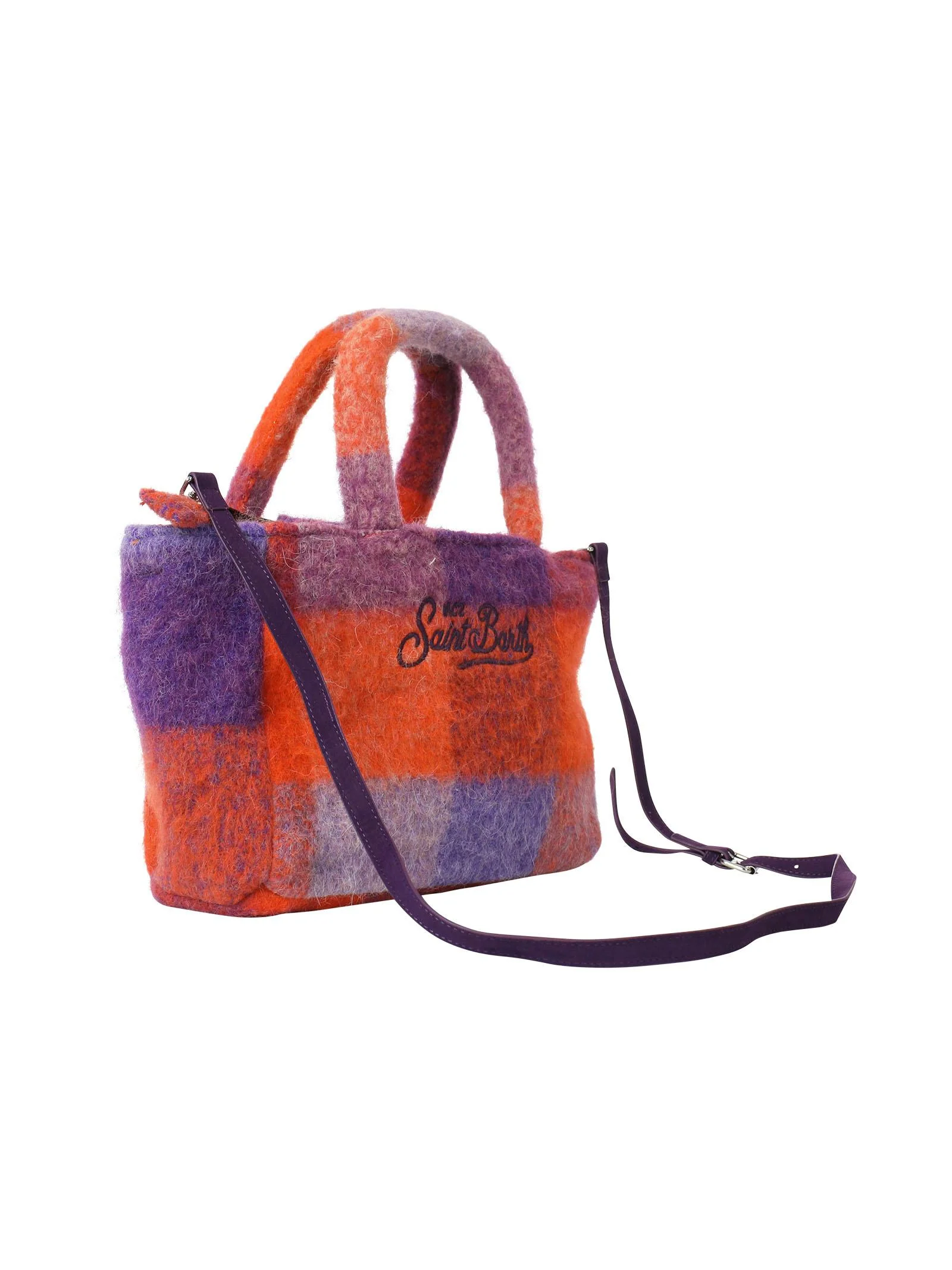 Borsa Clarine fantasia Check viola e arancione - Image 3