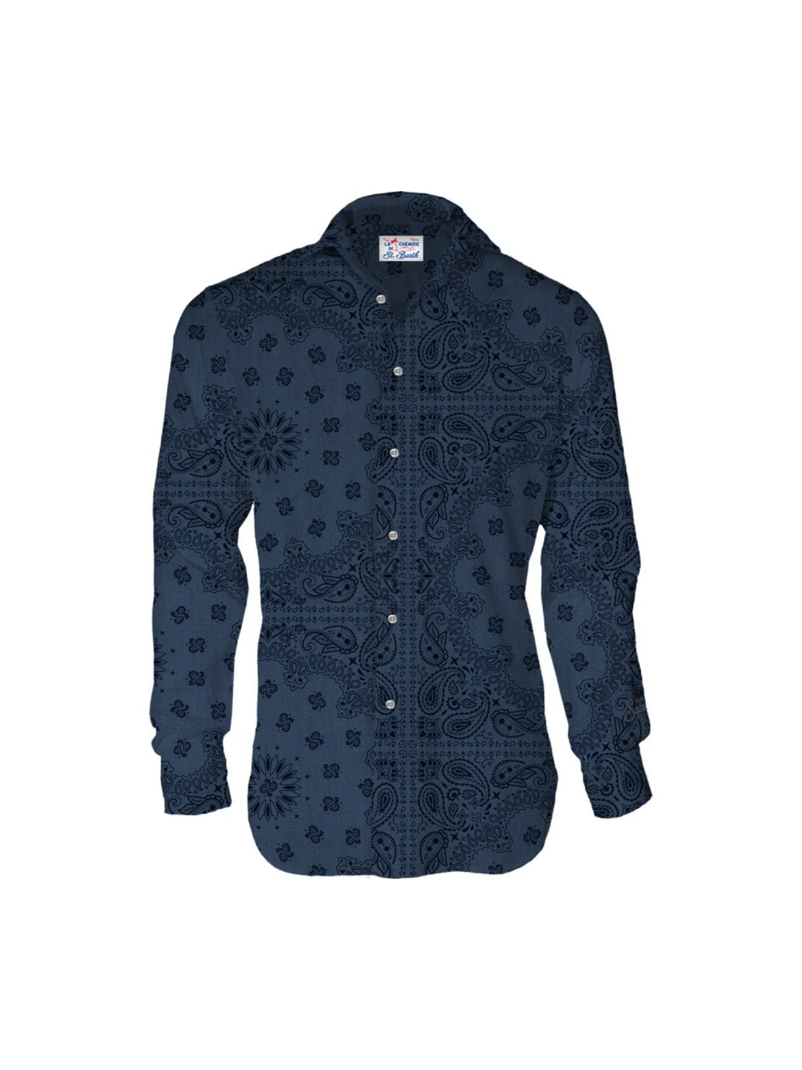 Camicia in lino Saint Barth blu pamplona