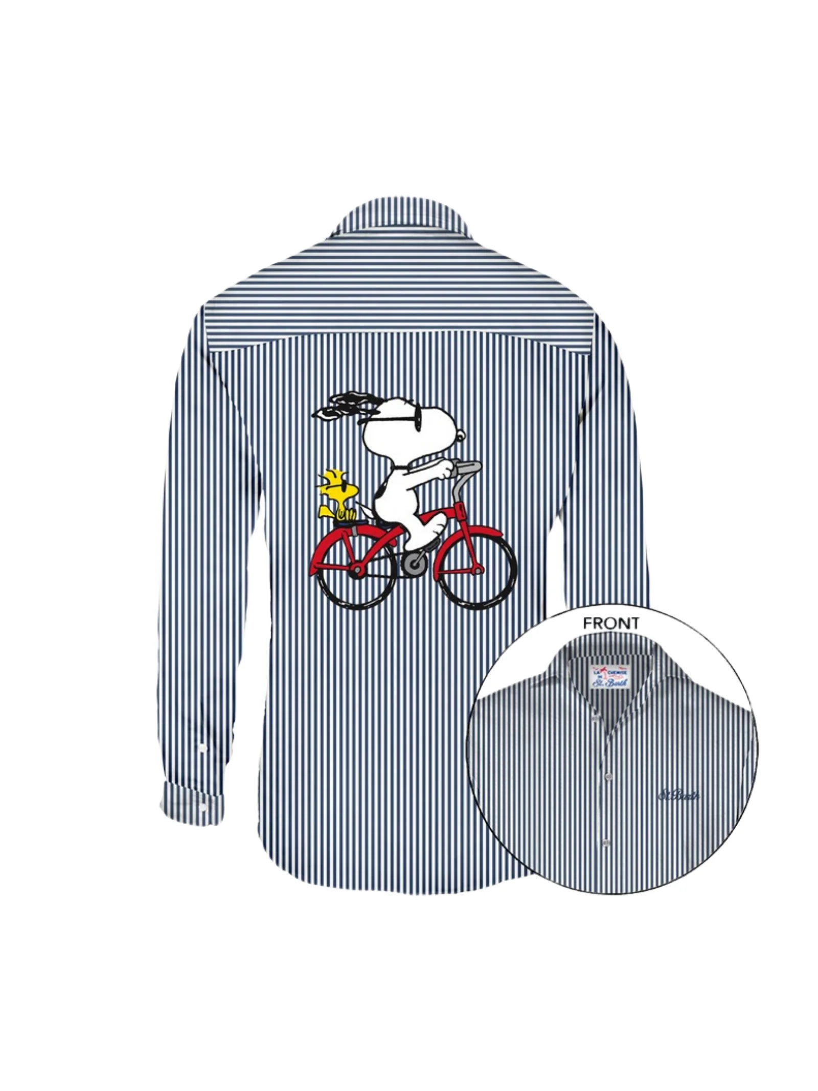 Camicia Saint Barth a righe blu con stampa snoopy