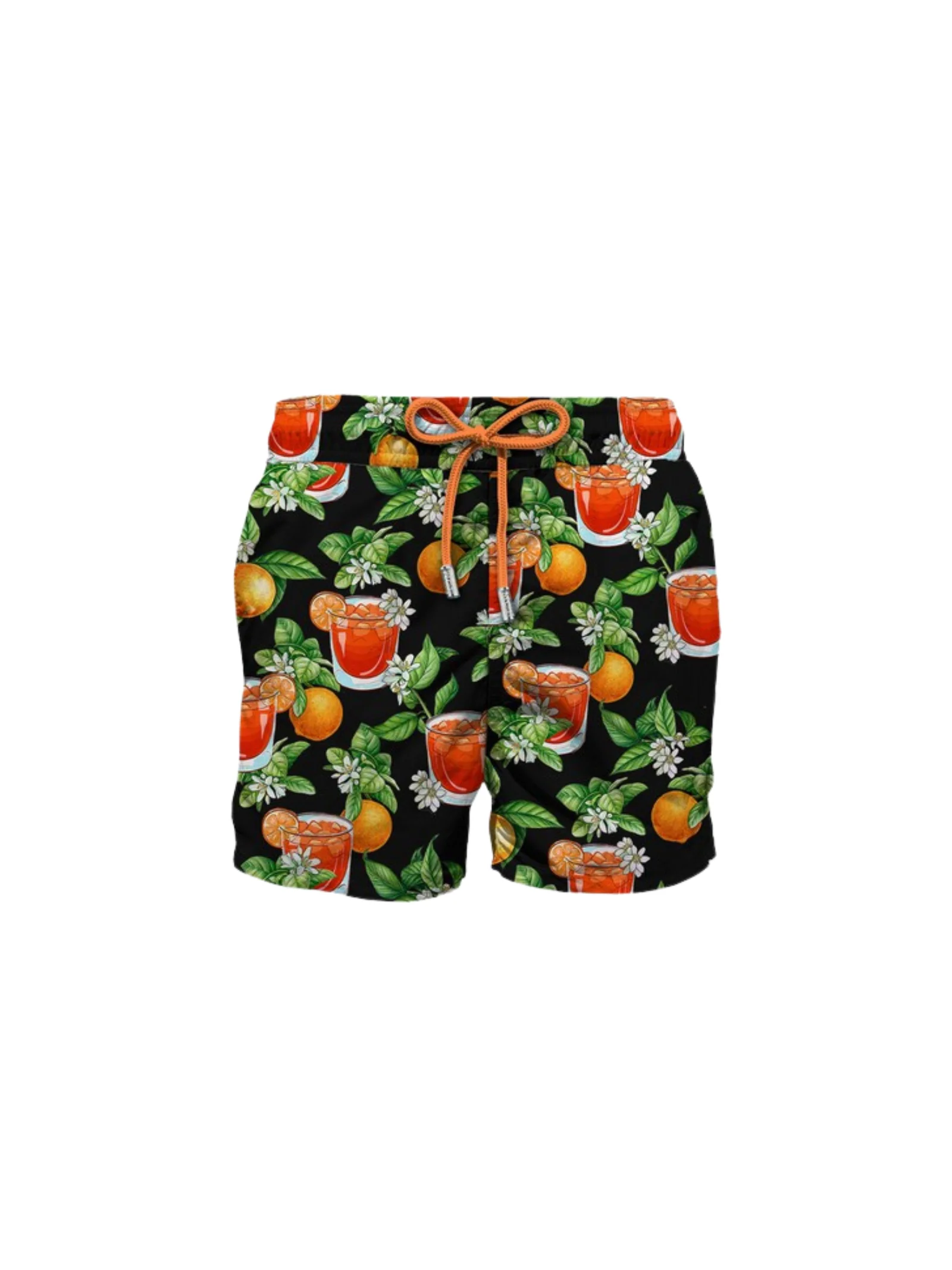 Costume MC2 Saint Barth "Gustavia" nero stampa cocktail e agrumi