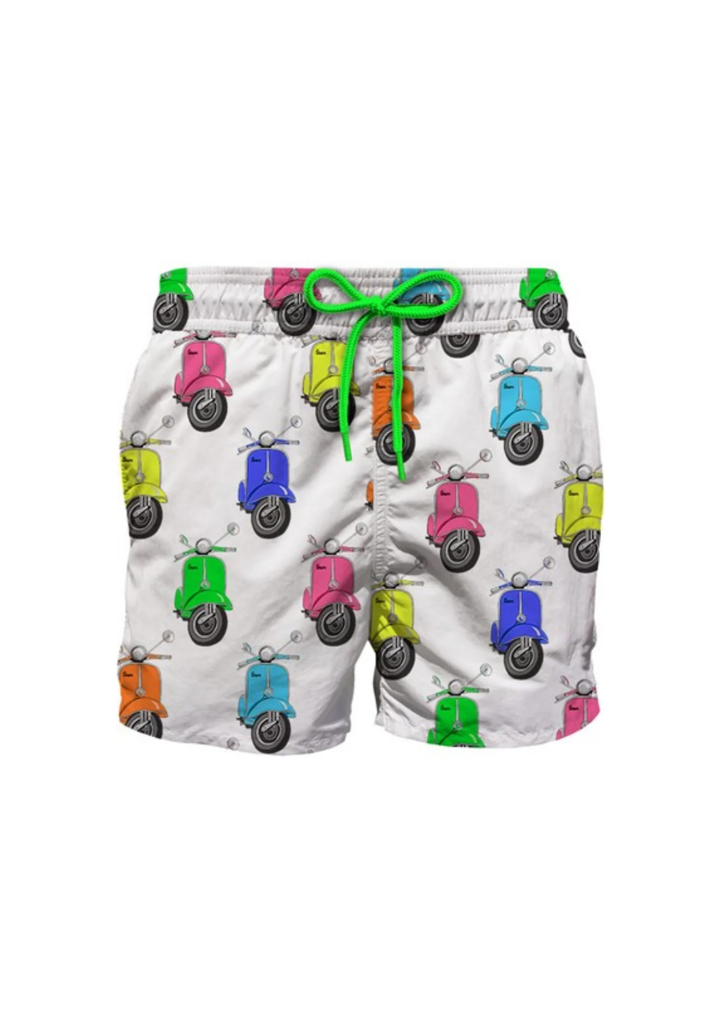 Costume shorts bianco fantasia Vespa multicolor