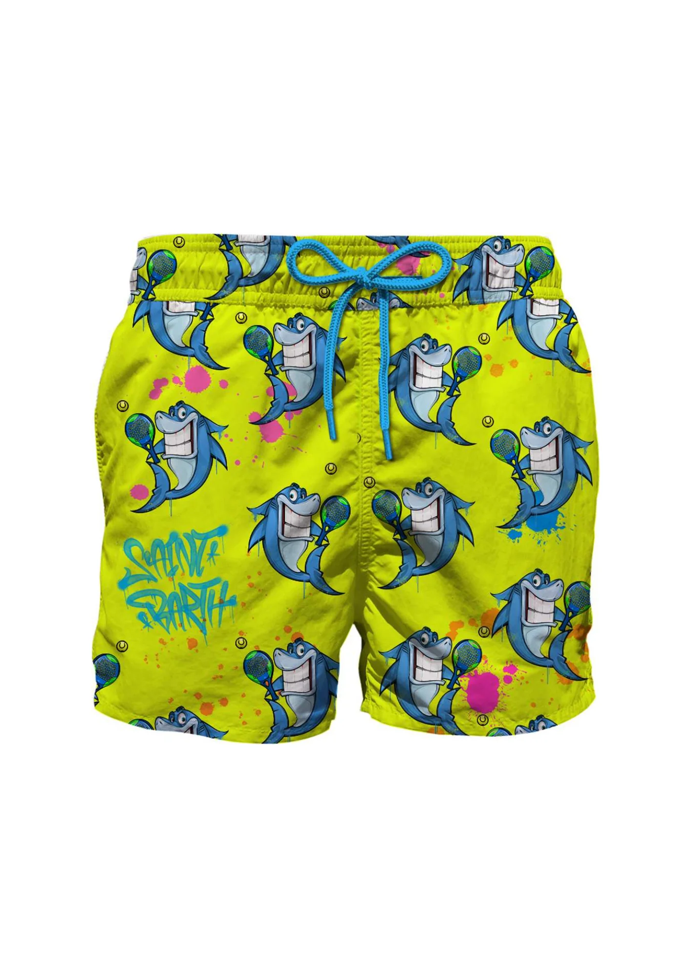 Costume shorts giallo fantasia Shark Padel