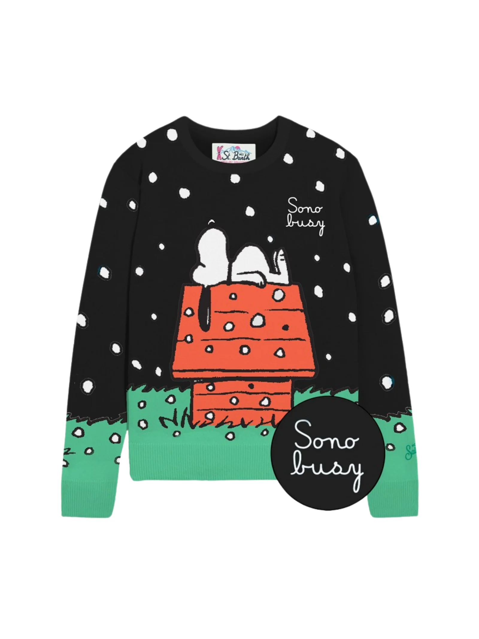 Maglione "c_snoopy busy" Saint Barth nero e verde