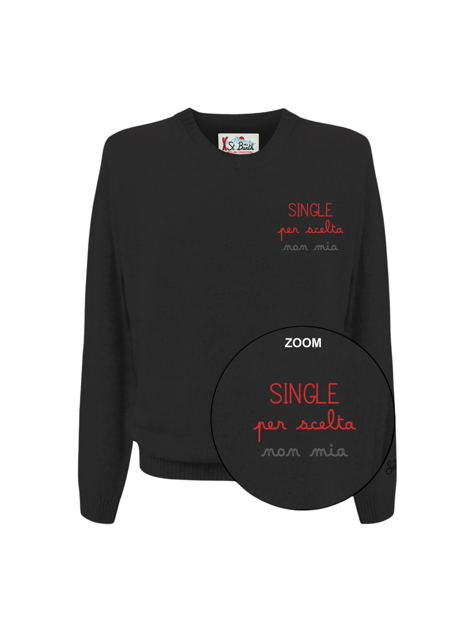 Maglione Saint Barth nero "single per scelta NON MIA"