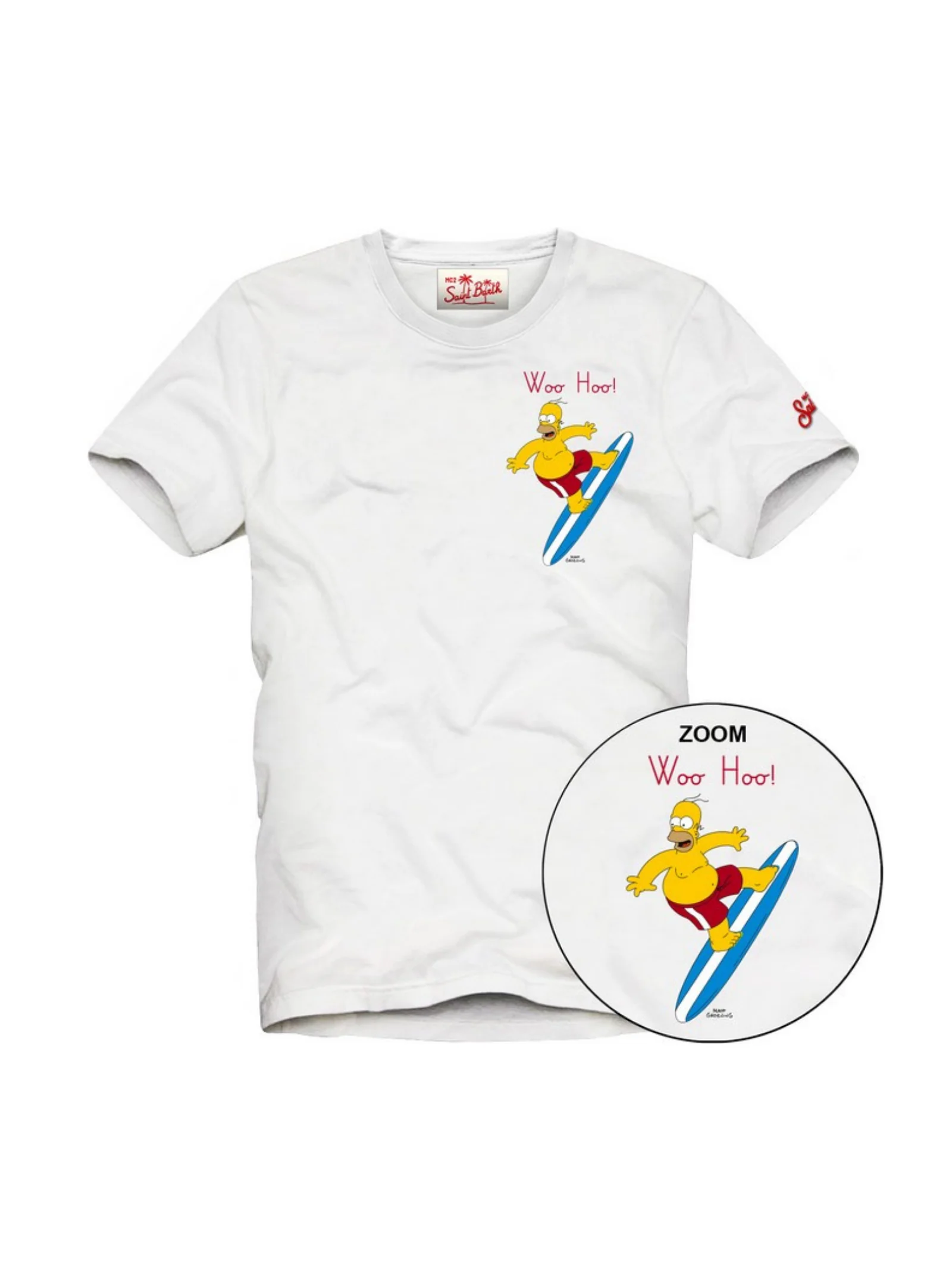 T-Shirt Saint Barth bianca "Woo Hoo!" Homer surfista
