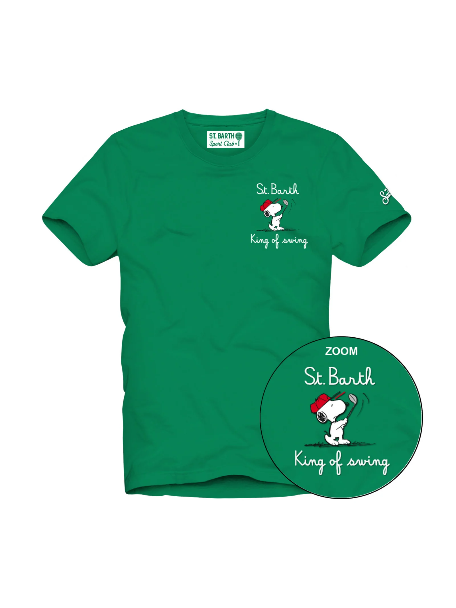 T-Shirt Saint Barth verde "king of swing" snoopy