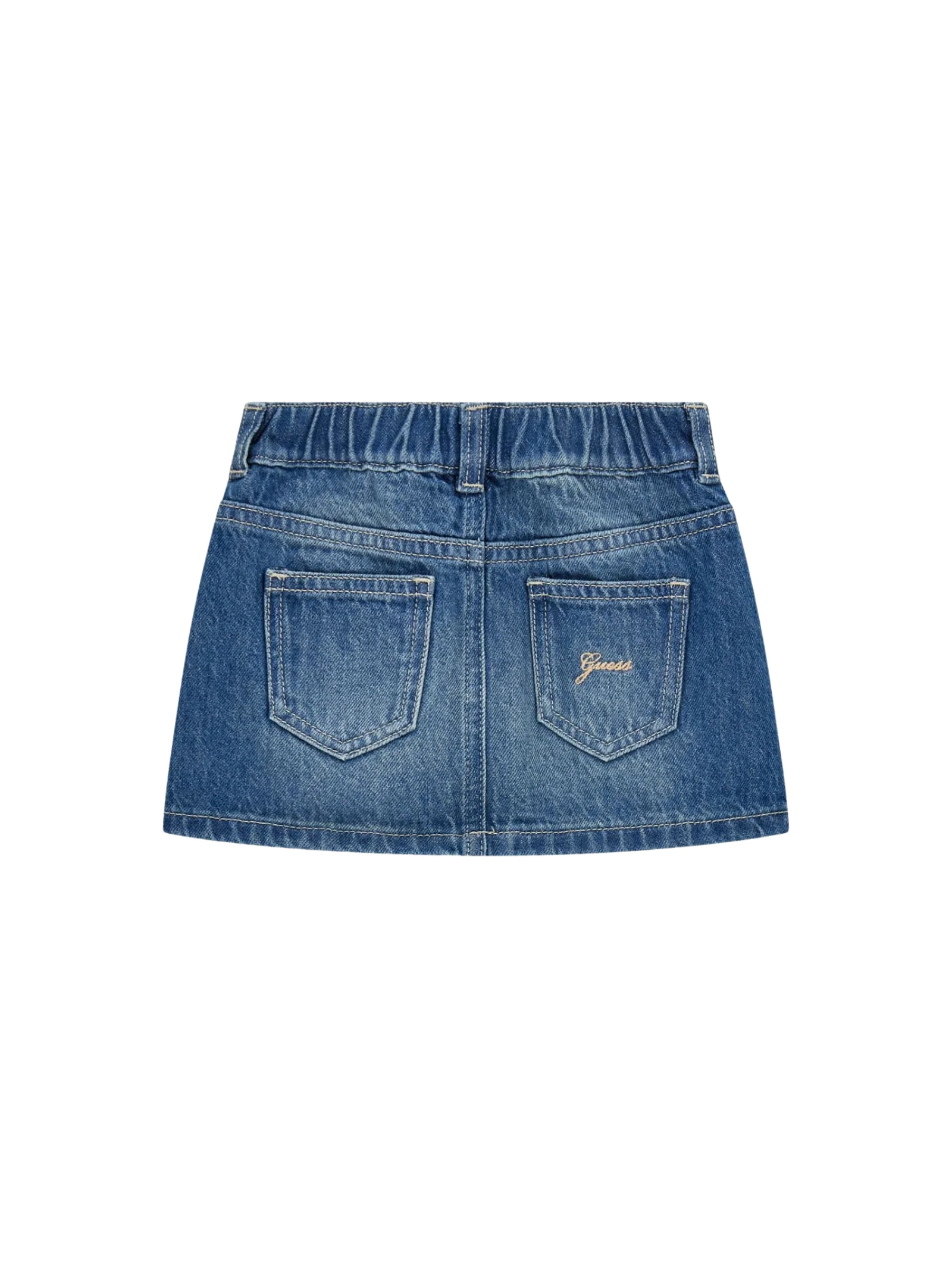 Mini gonna in jeans Guess blu con farfalla e fiori in 3D - Image 2