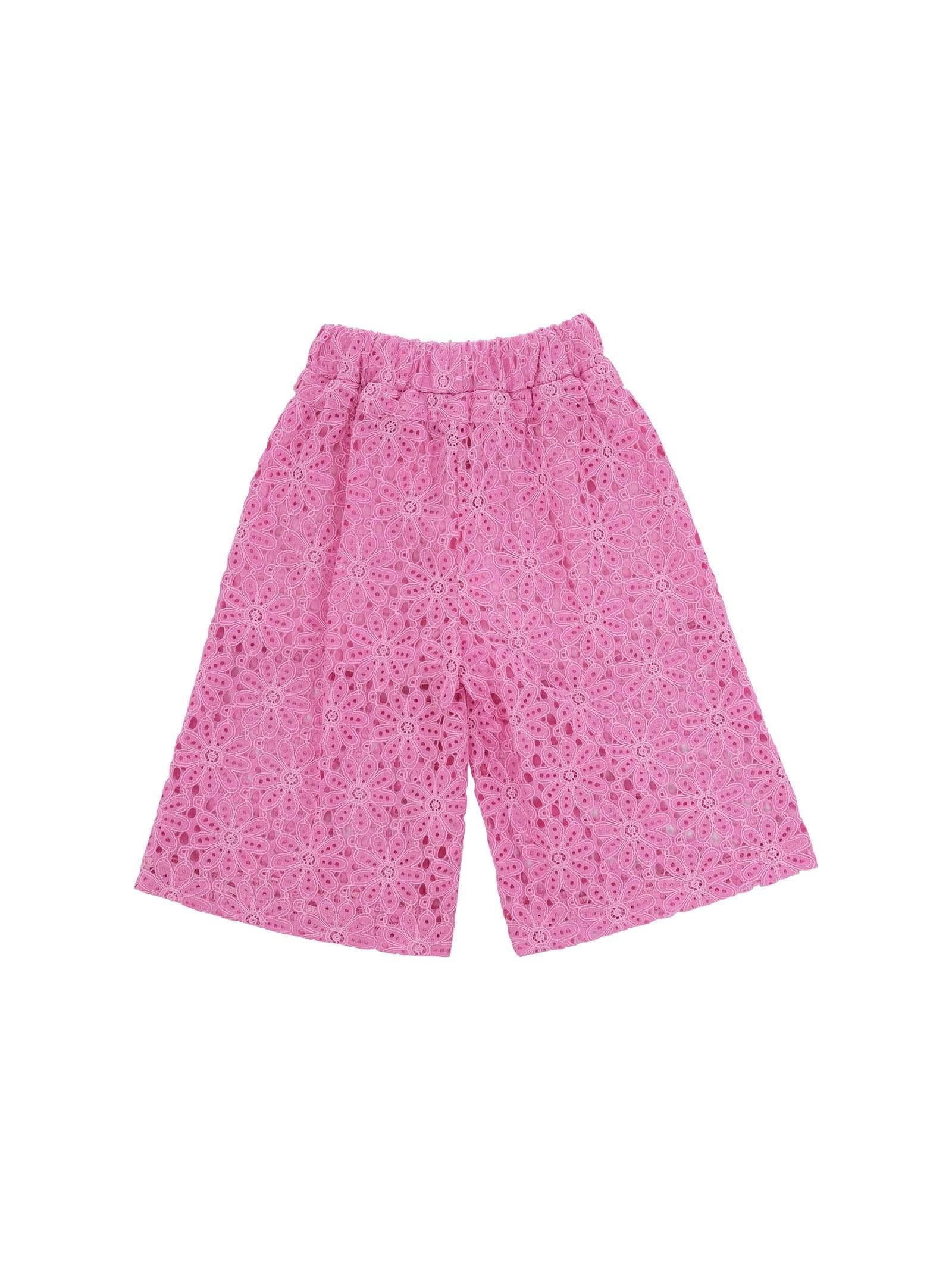 Pantalone Miss Grant rosa con ricami floreali all over - Image 2