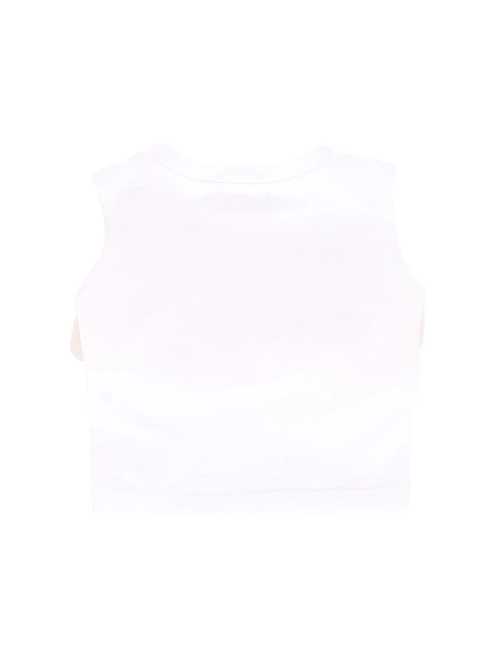 Top Miss Grant bianco con fiori in tulle rosa pesca - Image 2