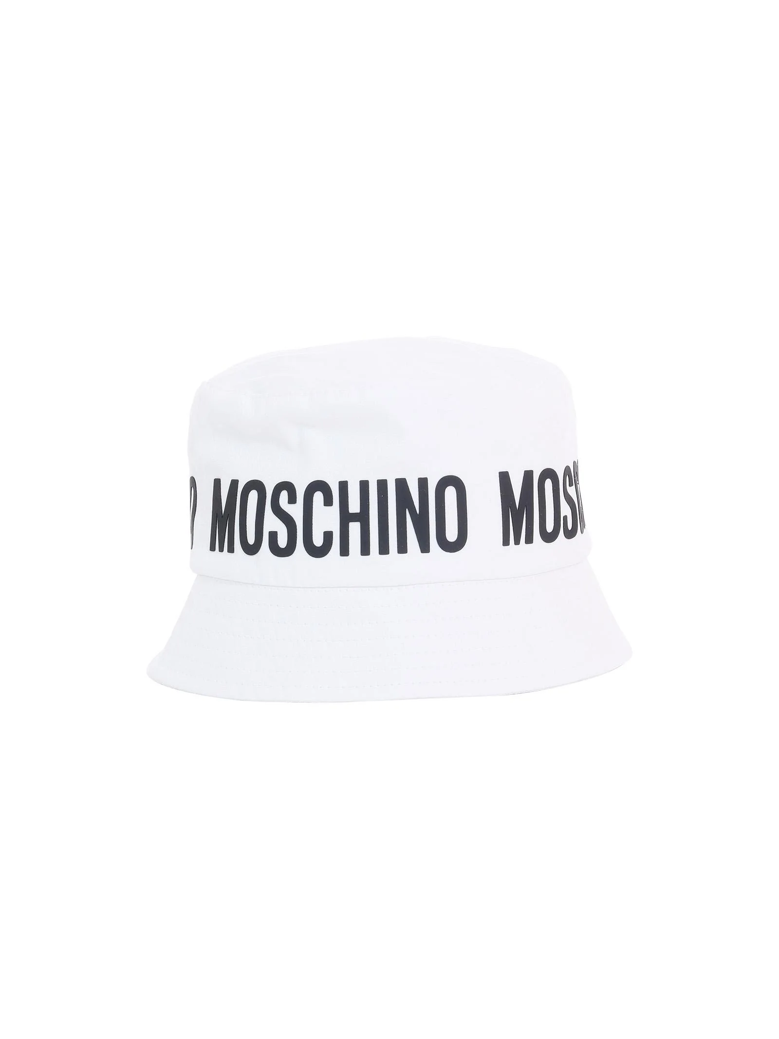 Cappellino pescatore Moschino bianco con logo frontale e posteriore - Image 2
