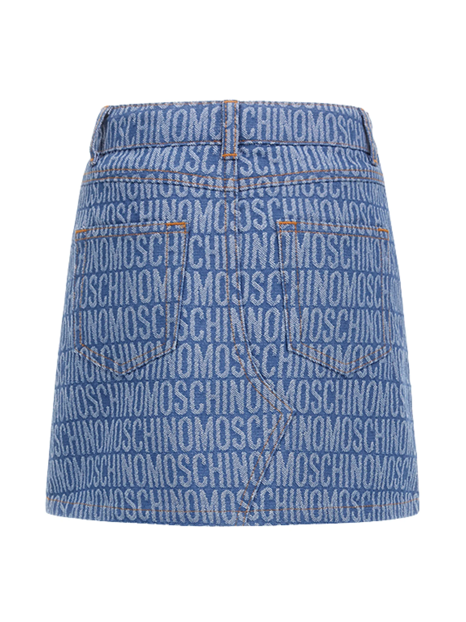 Gonna Moschino blu in denim con logo all over - Image 2