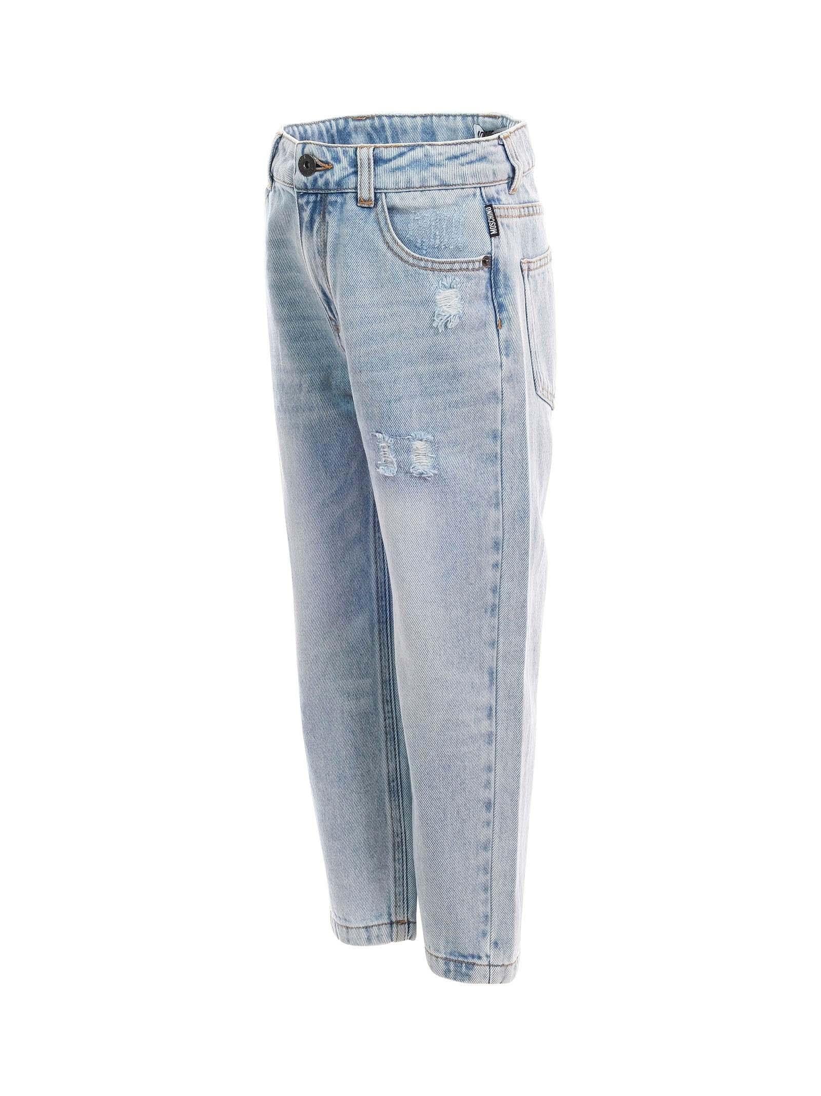 Jeans Moschino blu in denim con stampa teddy toy su tasca posteriore - Image 2