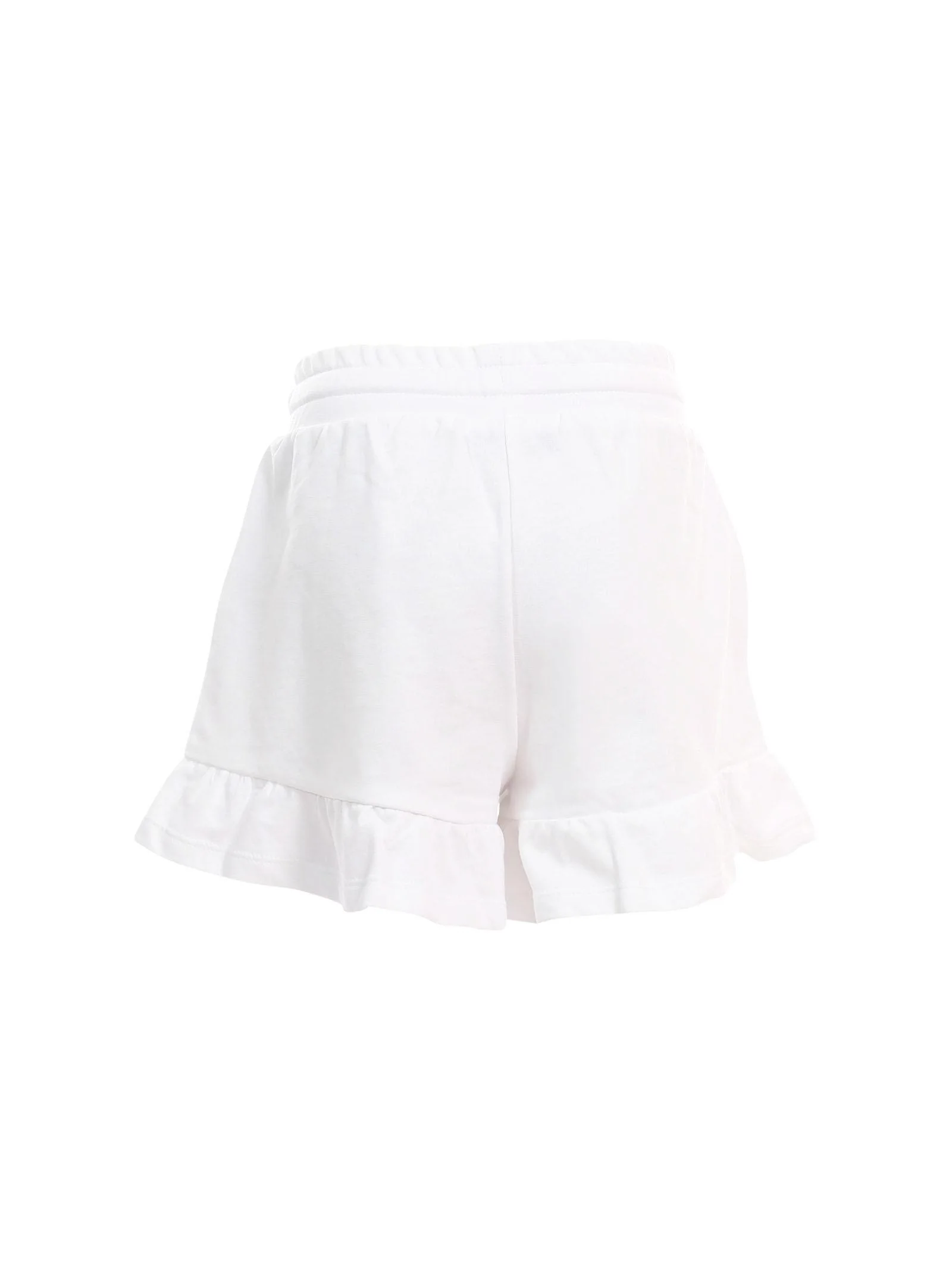 Shorts Moschino bianco con logo Teddy e volant sul fondo - Image 3