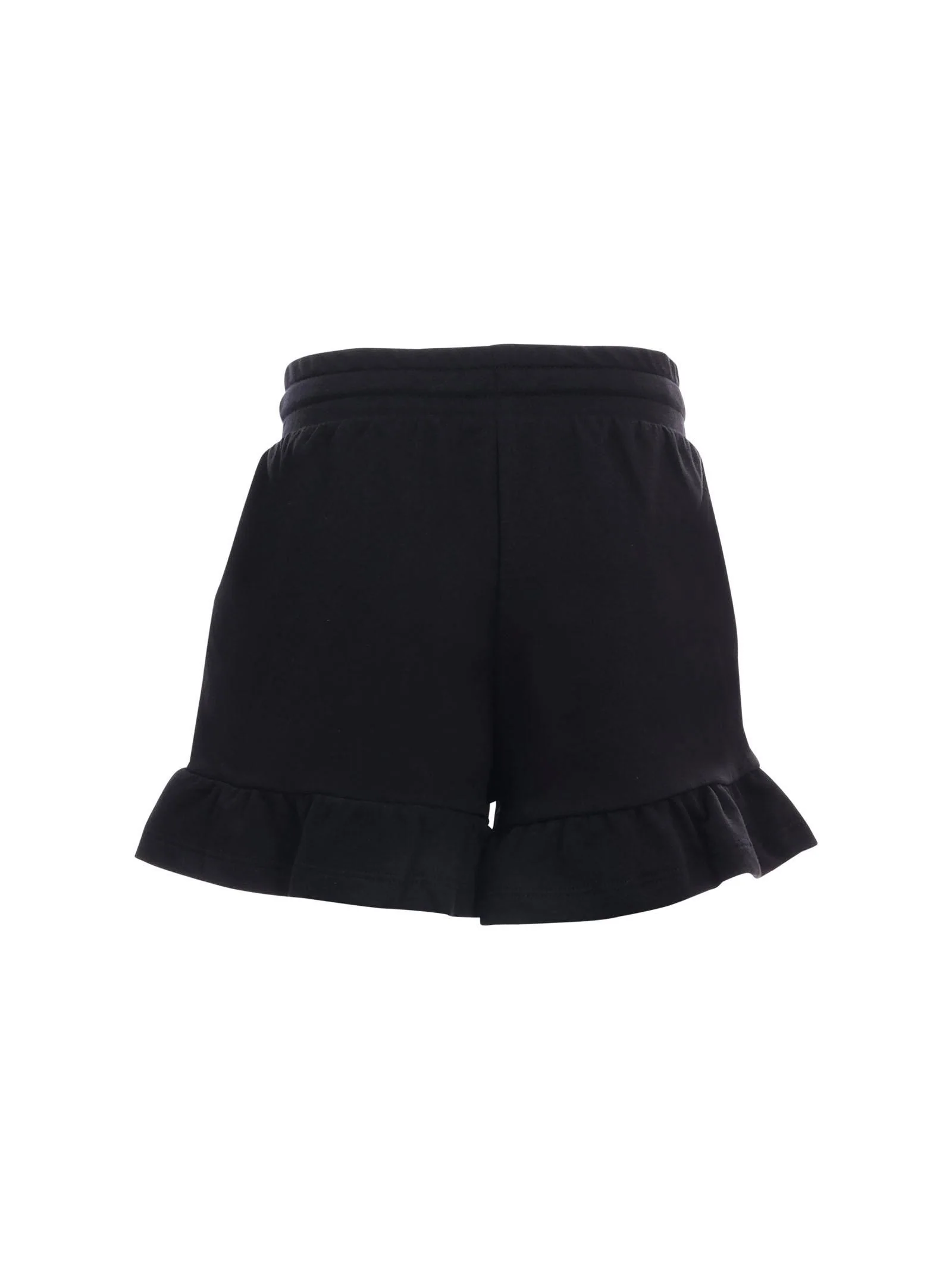 Shorts Moschino nero con logo Teddy e volant sul fondo - Image 3