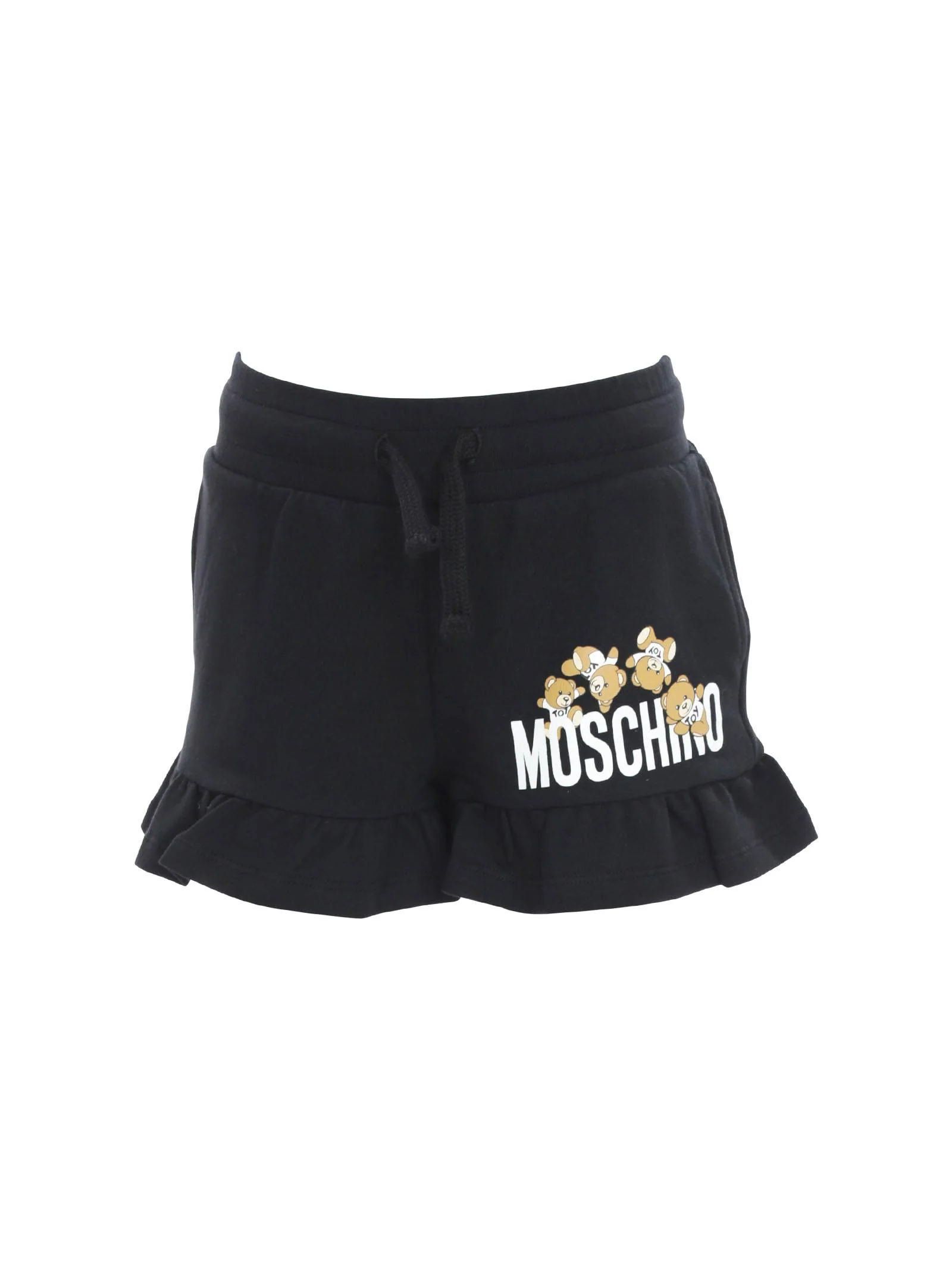 Shorts neri con volant e Teddy sul fondo