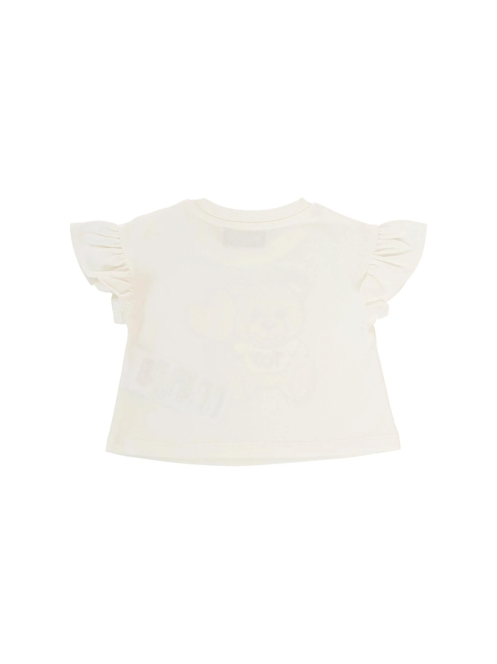 T-Shirt Moschino bianca con stampa teddy toy e cuore fucsia - Image 2