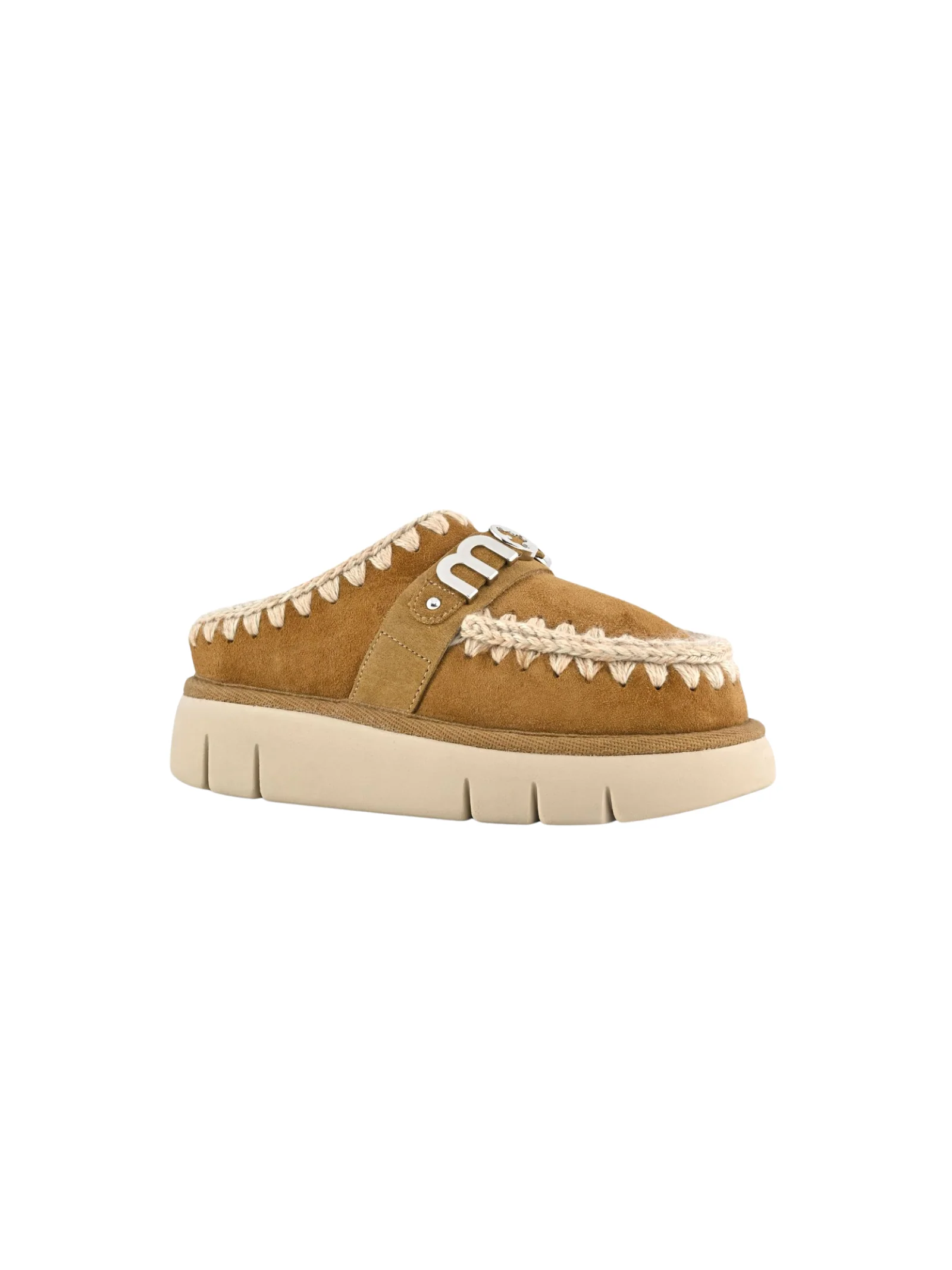 Mou " Bounce Clog Suede - Letter Logo" cognac - Image 2