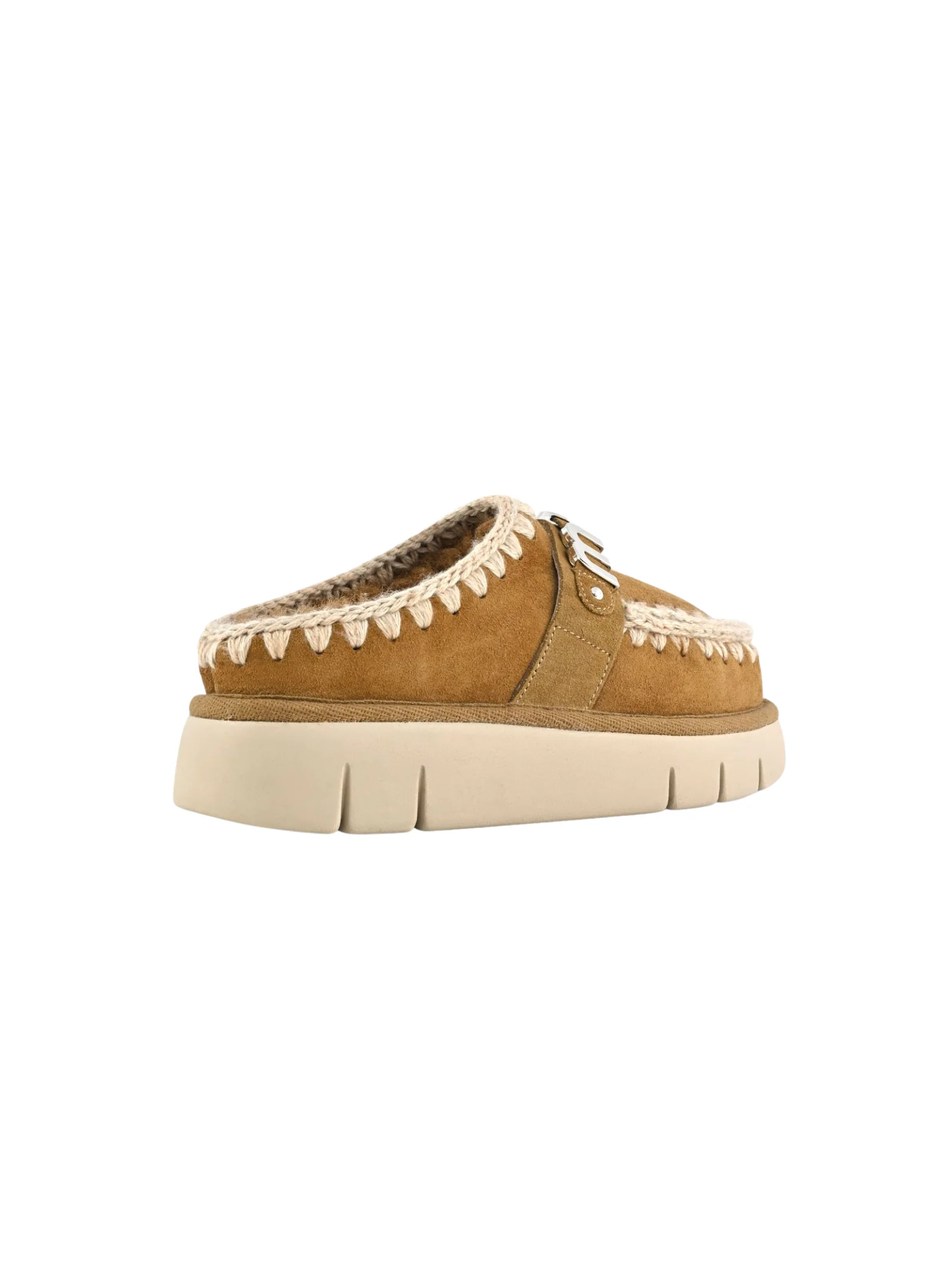 Mou " Bounce Clog Suede - Letter Logo" cognac - Image 3