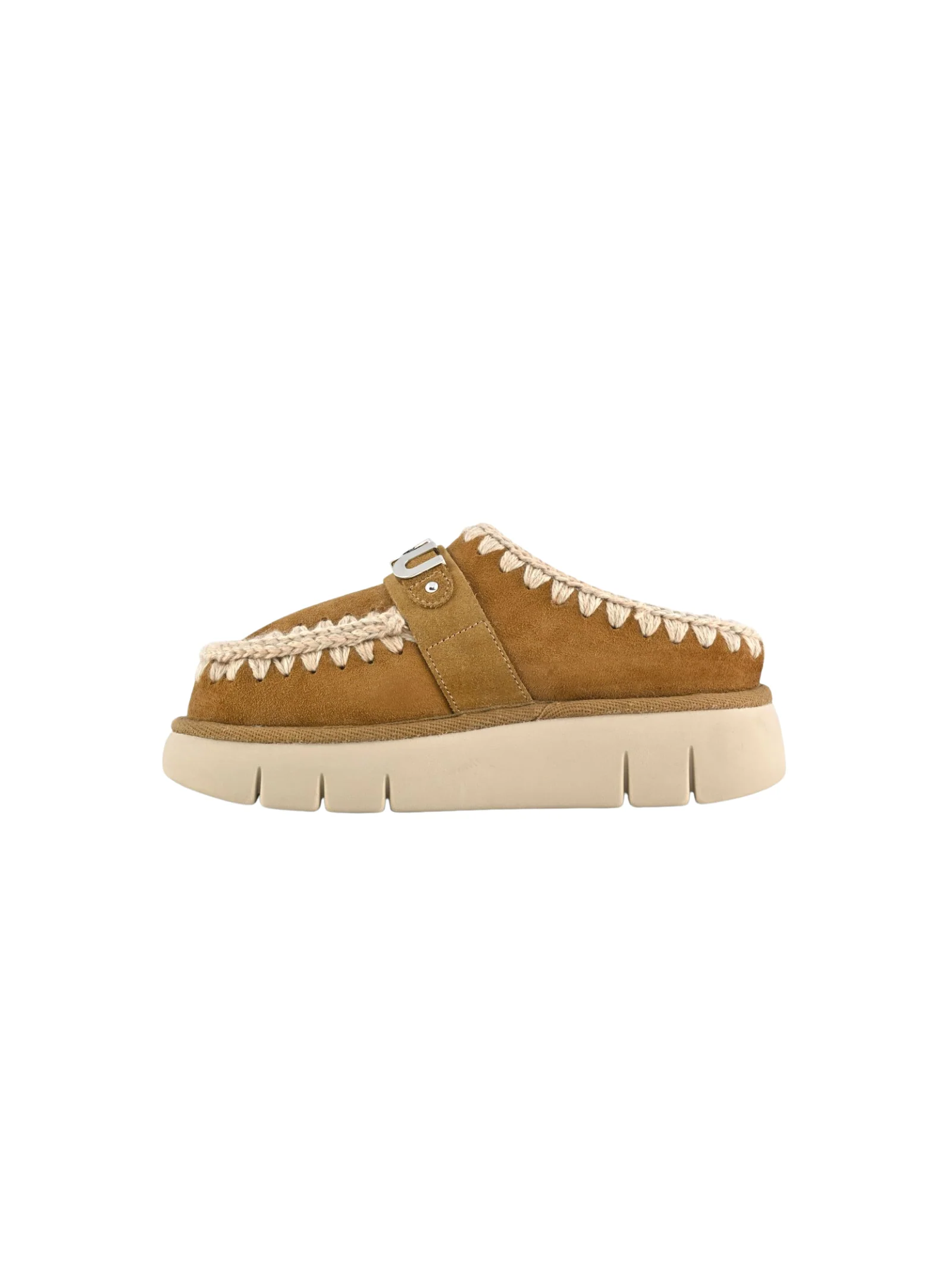 Mou " Bounce Clog Suede - Letter Logo" cognac - Image 4