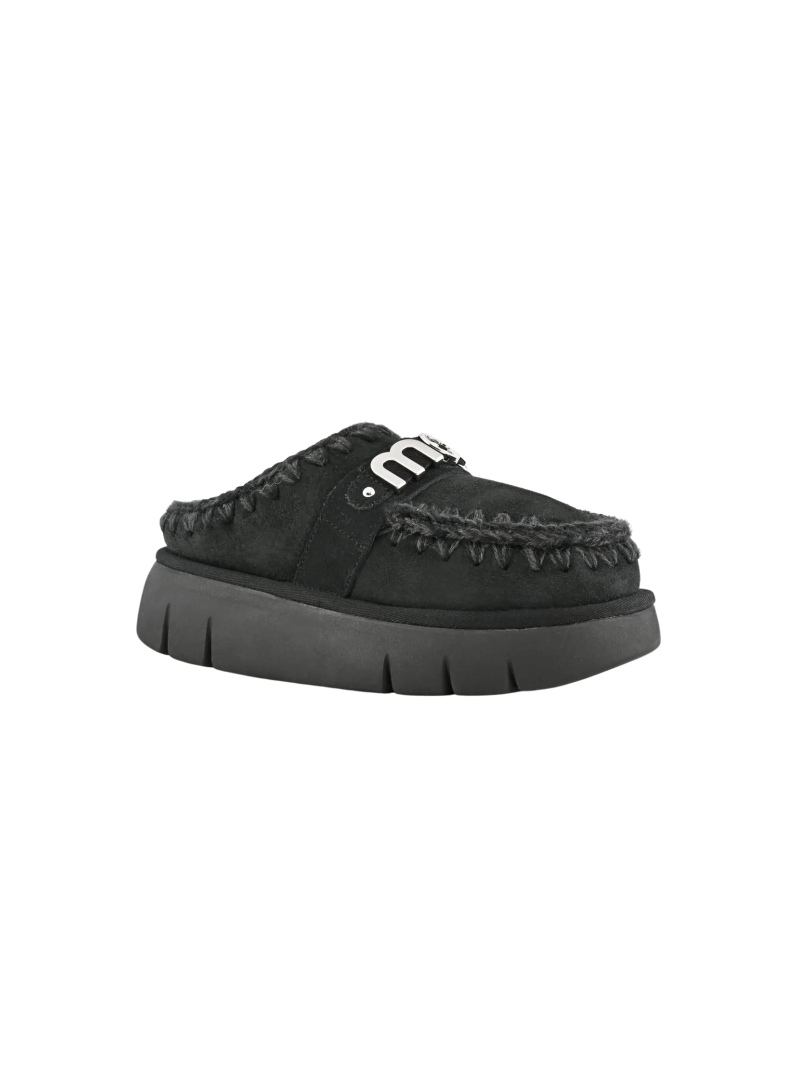 Mou " Bounce Clog Suede - Letter Logo" nero - Image 2