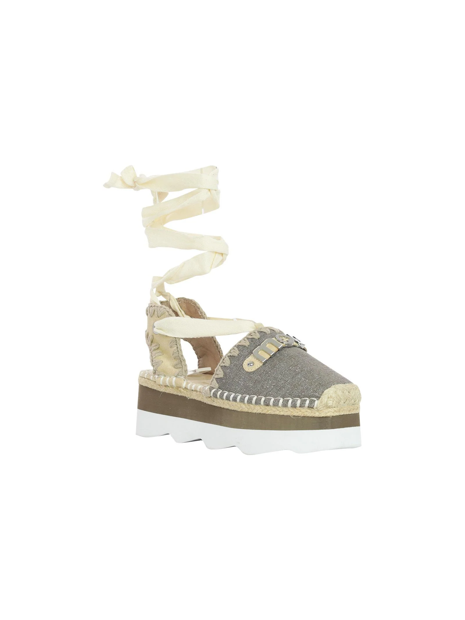 Espadrillas suola alta con logo metallico e glitter - Image 2