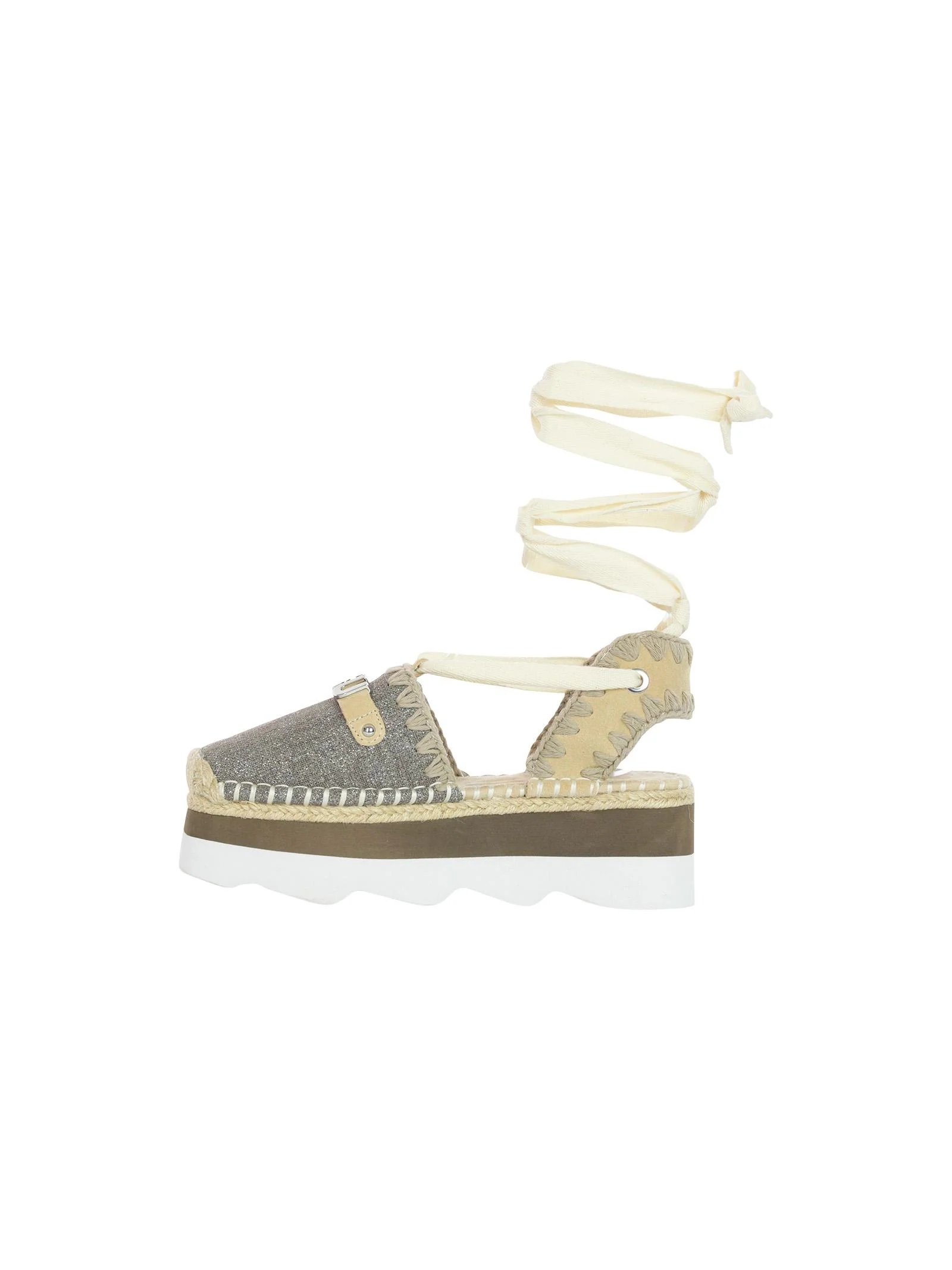 Espadrillas suola alta con logo metallico e glitter - Image 4