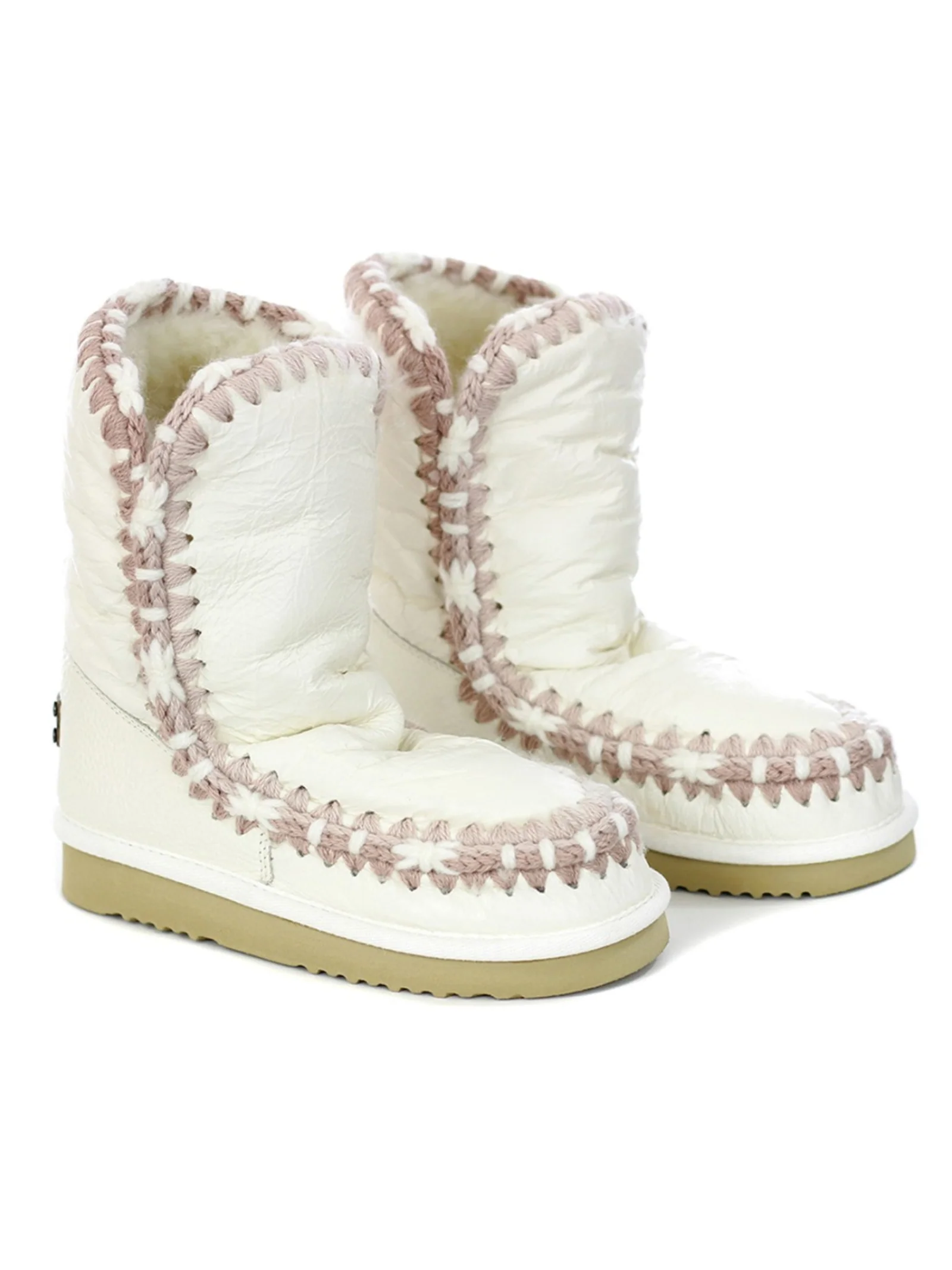 Mou Eskimo 24 cm Overstitching in pelle increspata bianca - Image 2