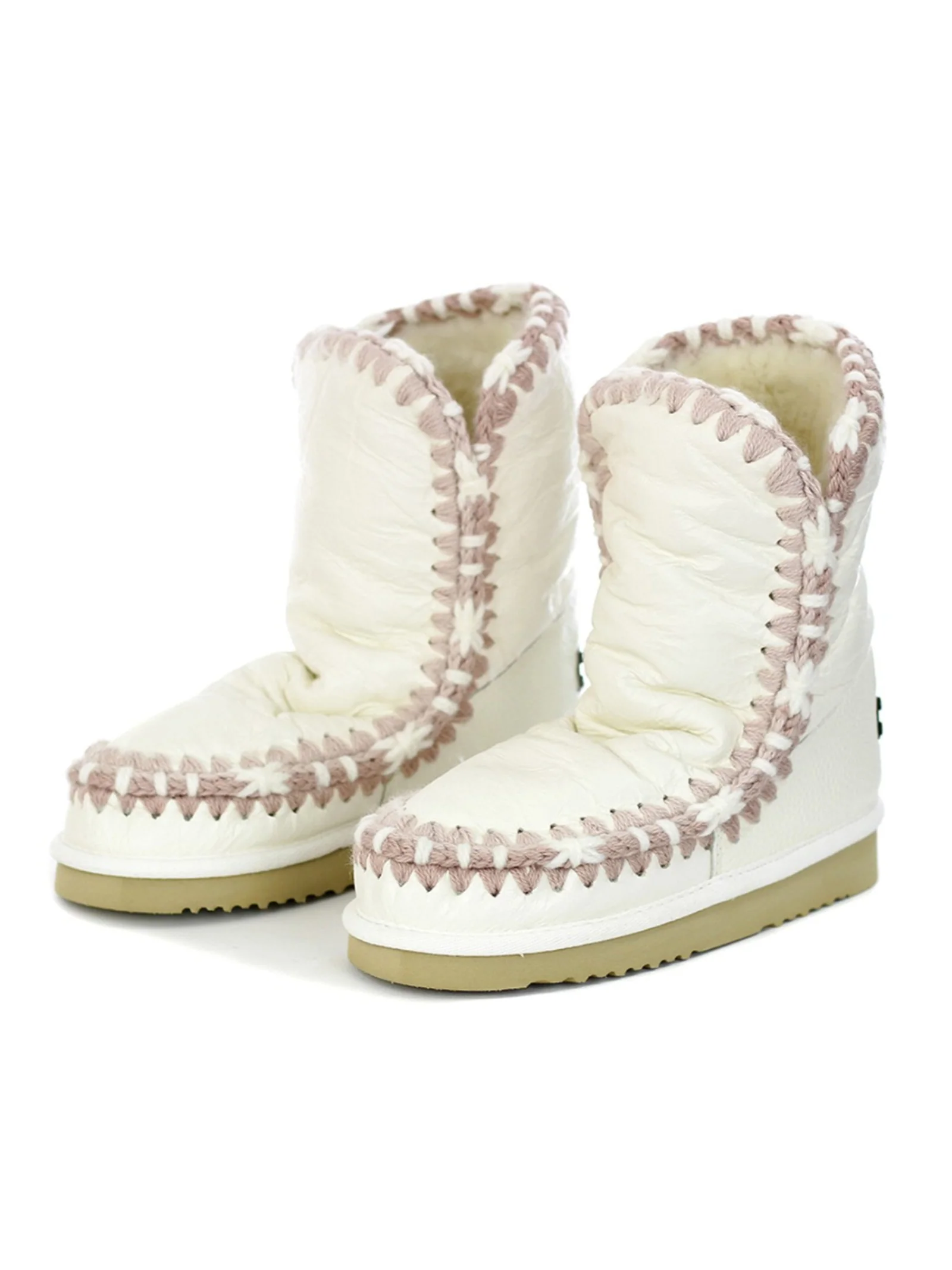 Mou Eskimo 24 cm Overstitching in pelle increspata bianca - Image 4