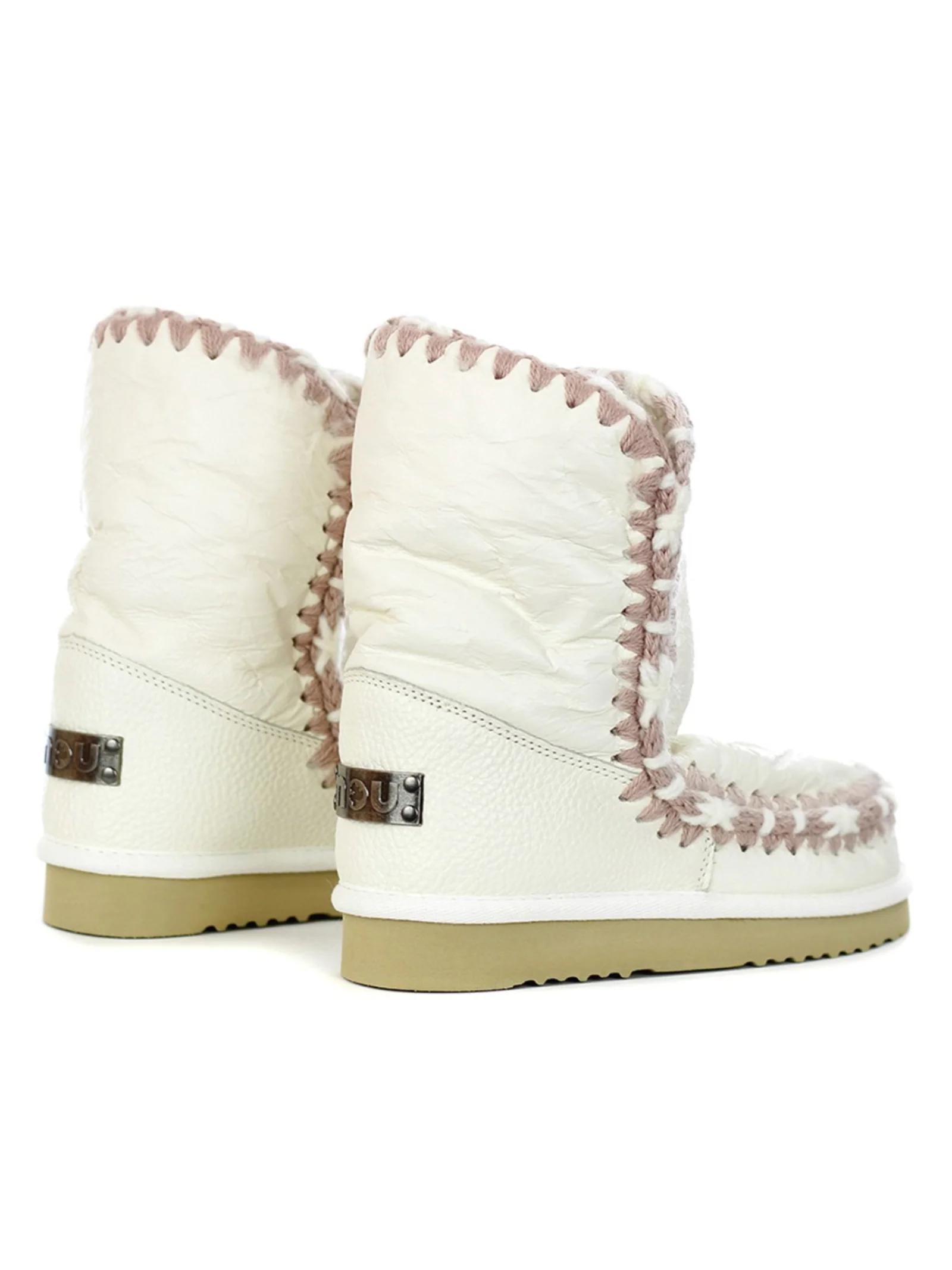 Mou Eskimo 24 cm Overstitching in pelle increspata bianca - Image 5
