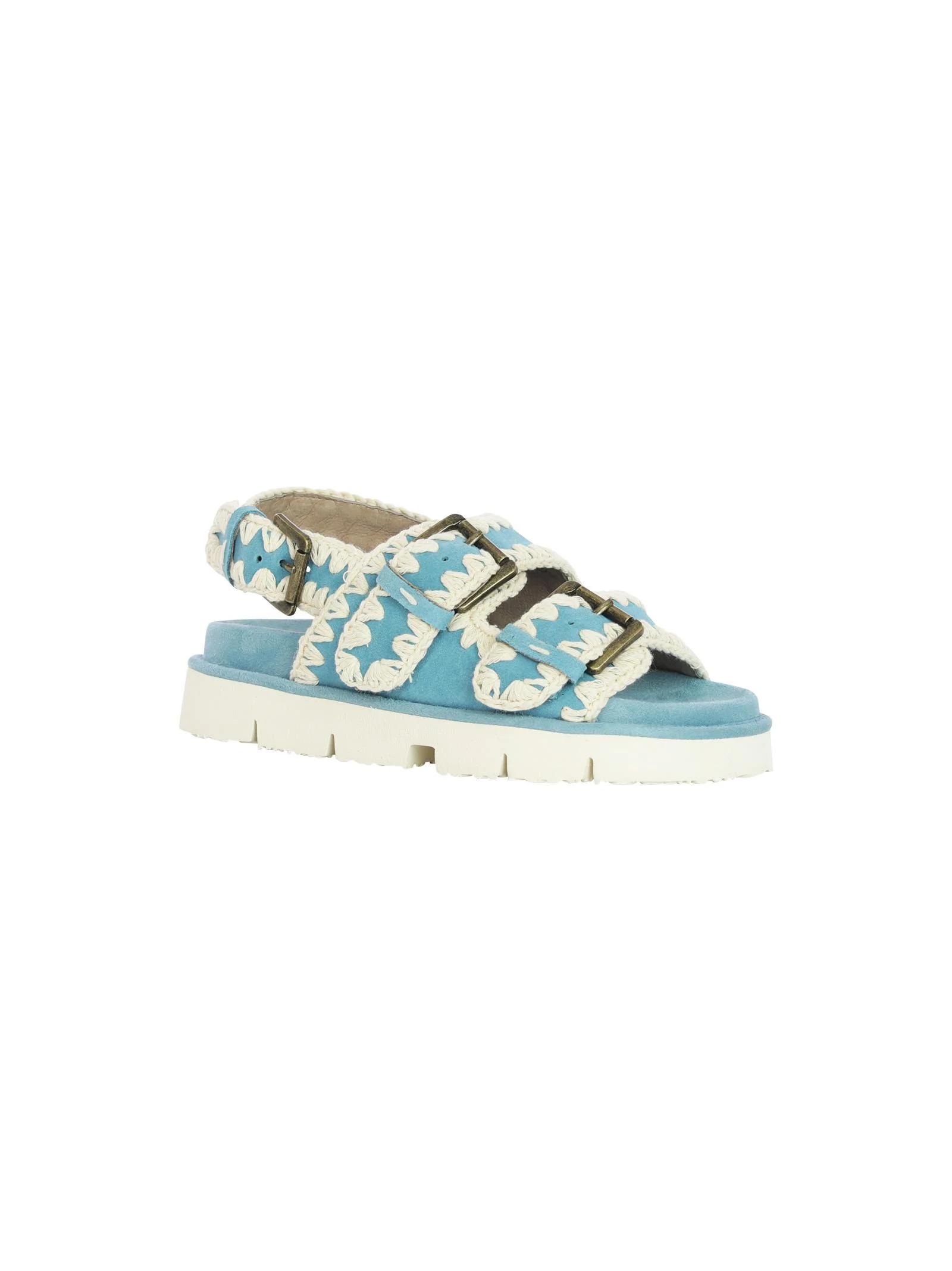 Sandali azzurri e bianchi con fibbie metalliche - Image 2