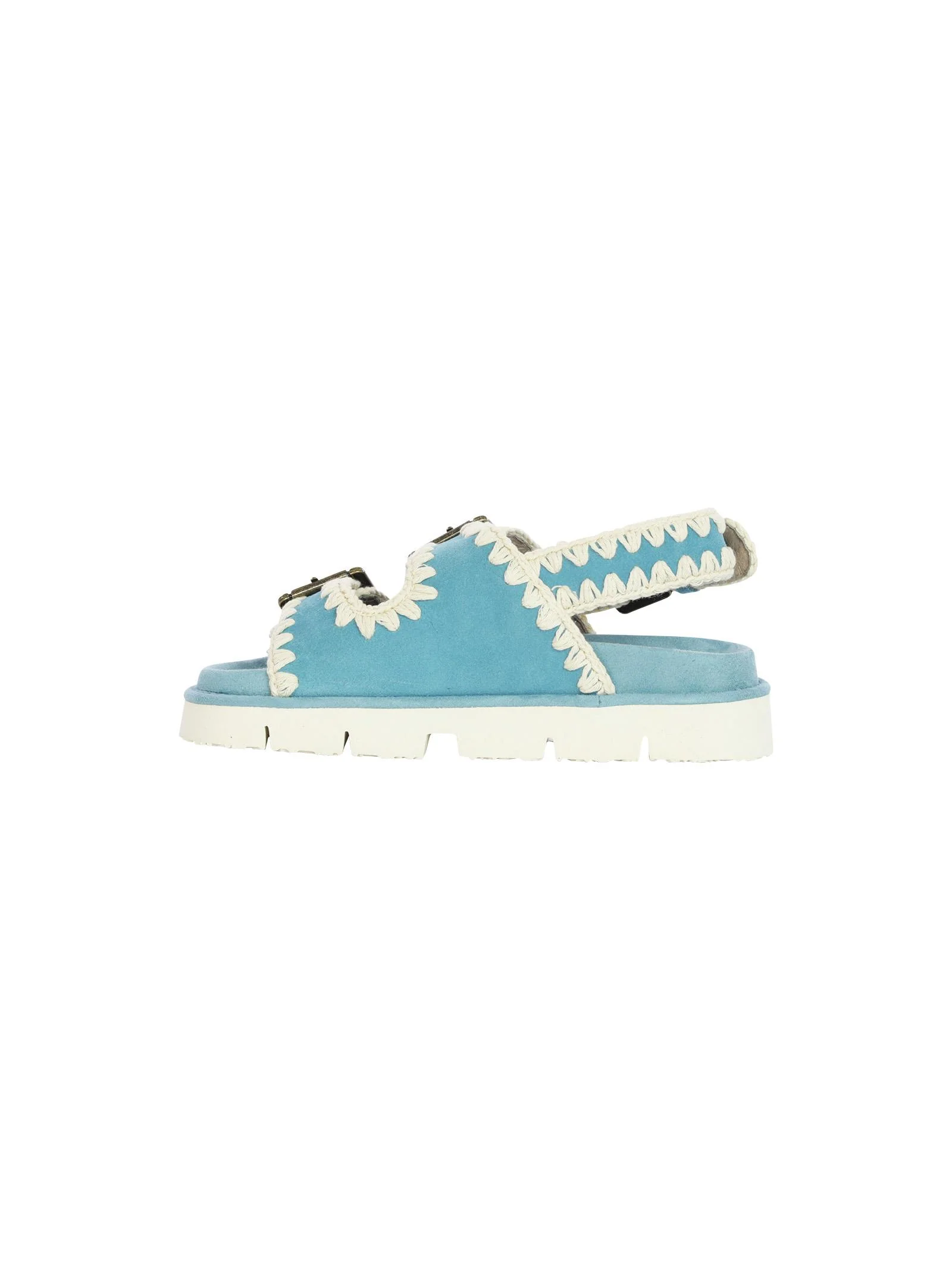 Sandali azzurri e bianchi con fibbie metalliche - Image 4