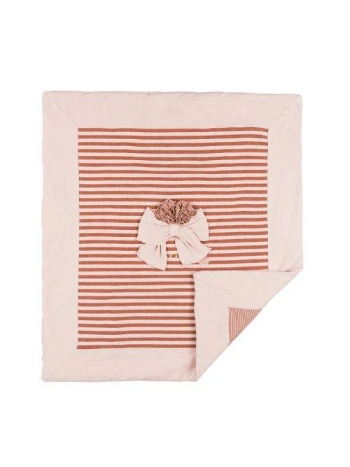 Coperta Nanan rosa con righe e fiocco centrale - Image 2