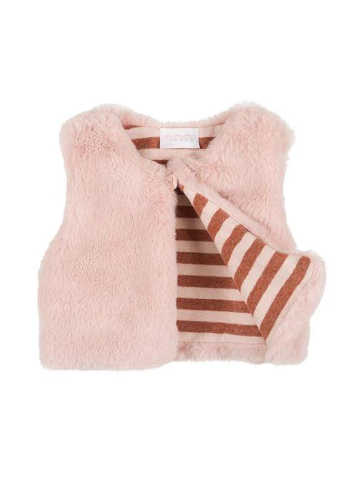 Gilet Nanan in ecopelliccia rigato rosa - Image 2