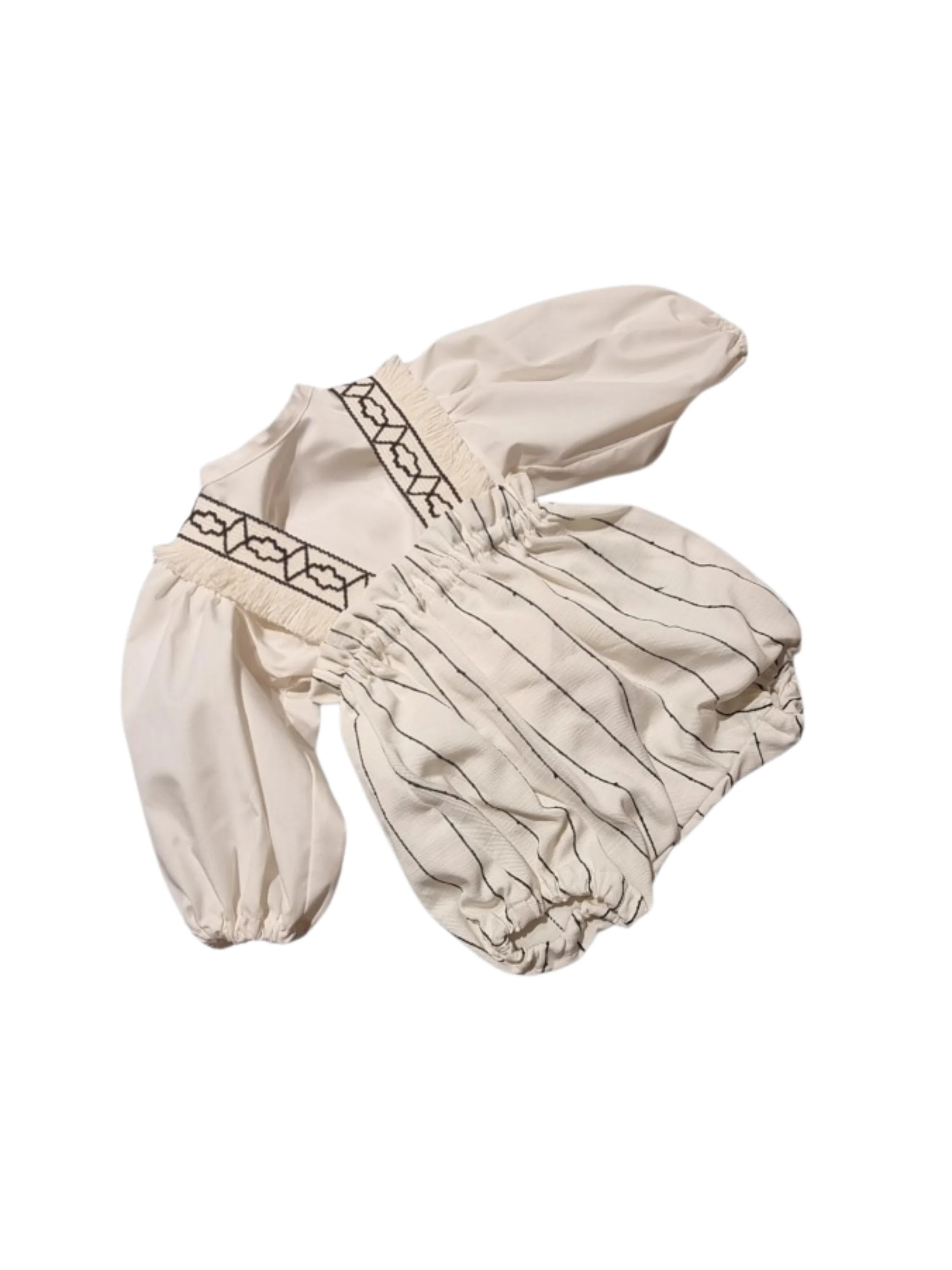 Pagliaccetto con shirt Cocò et Mamà beige a righe - Image 2