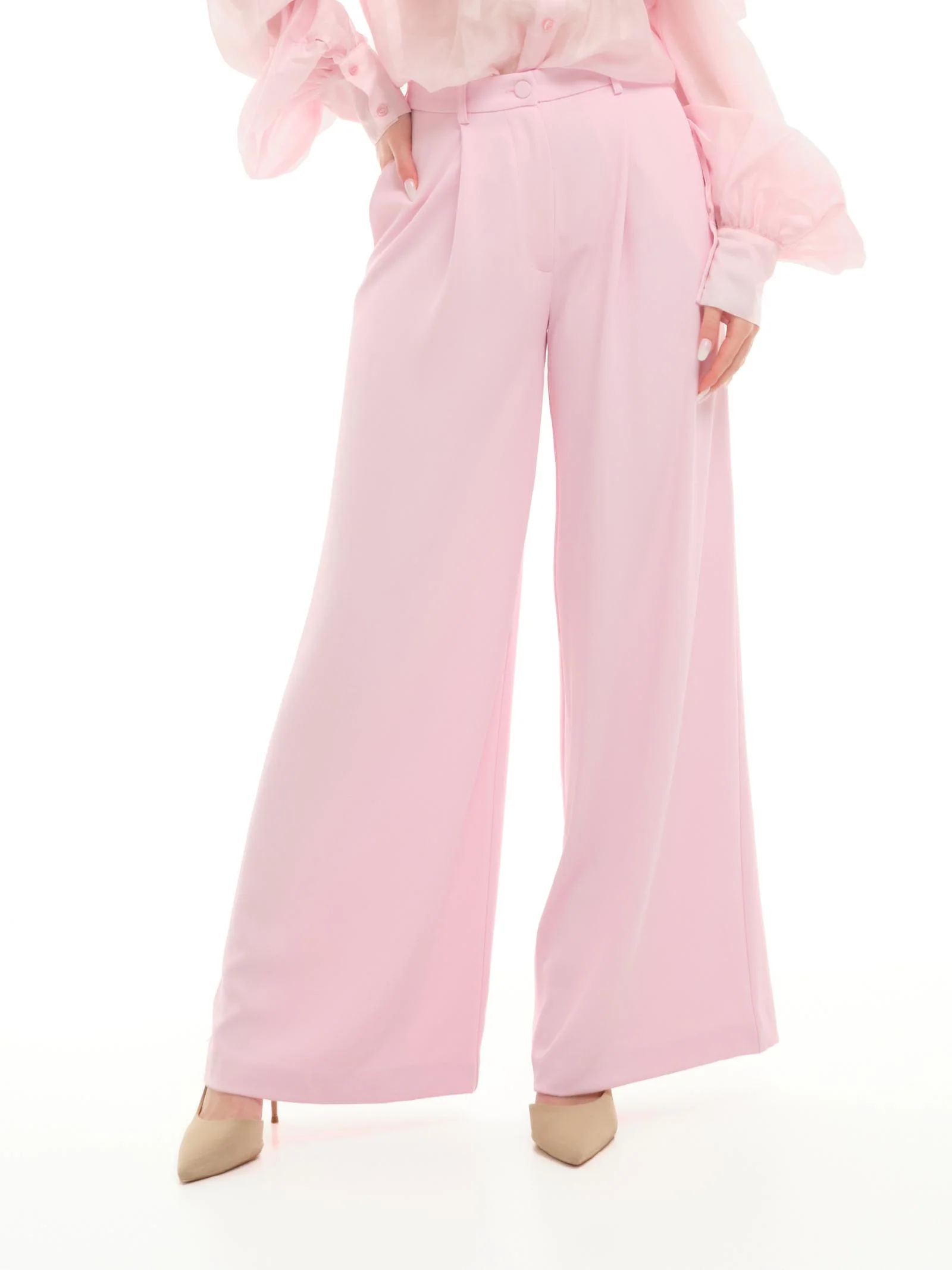 Pantalone a gambia ampia Vicolo rosa con pinces