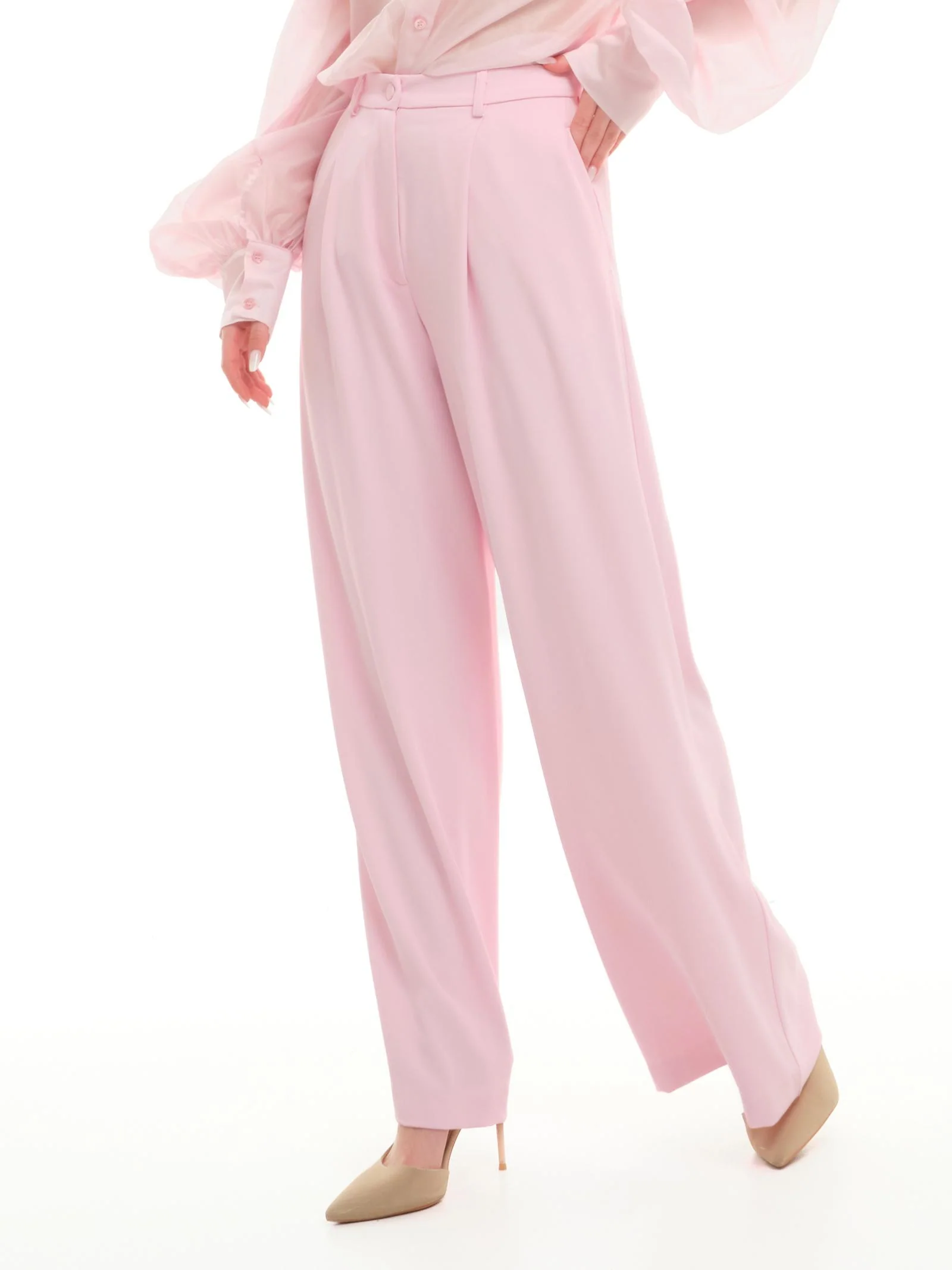 Pantalone a gambia ampia Vicolo rosa con pinces - Image 2