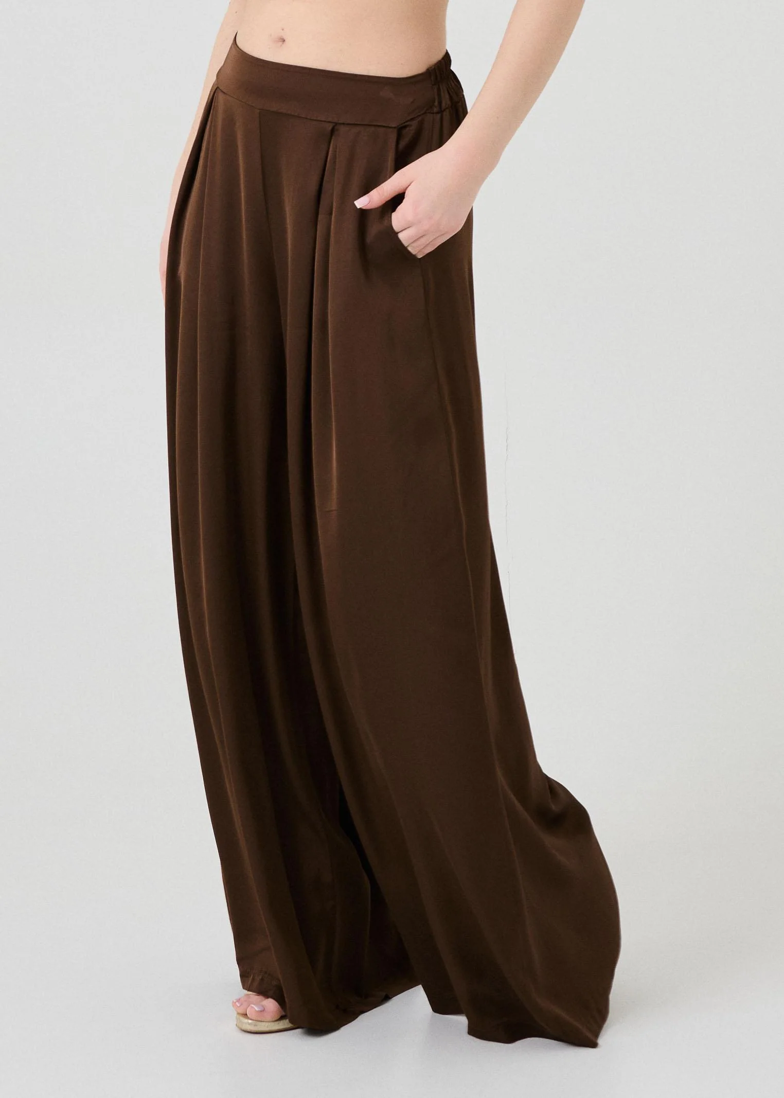 Pantalone a palazzo Armoire marrone con pinces - Image 2