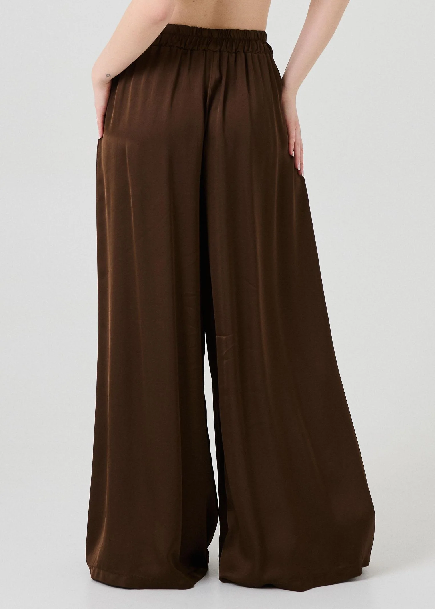 Pantalone a palazzo Armoire marrone con pinces - Image 3