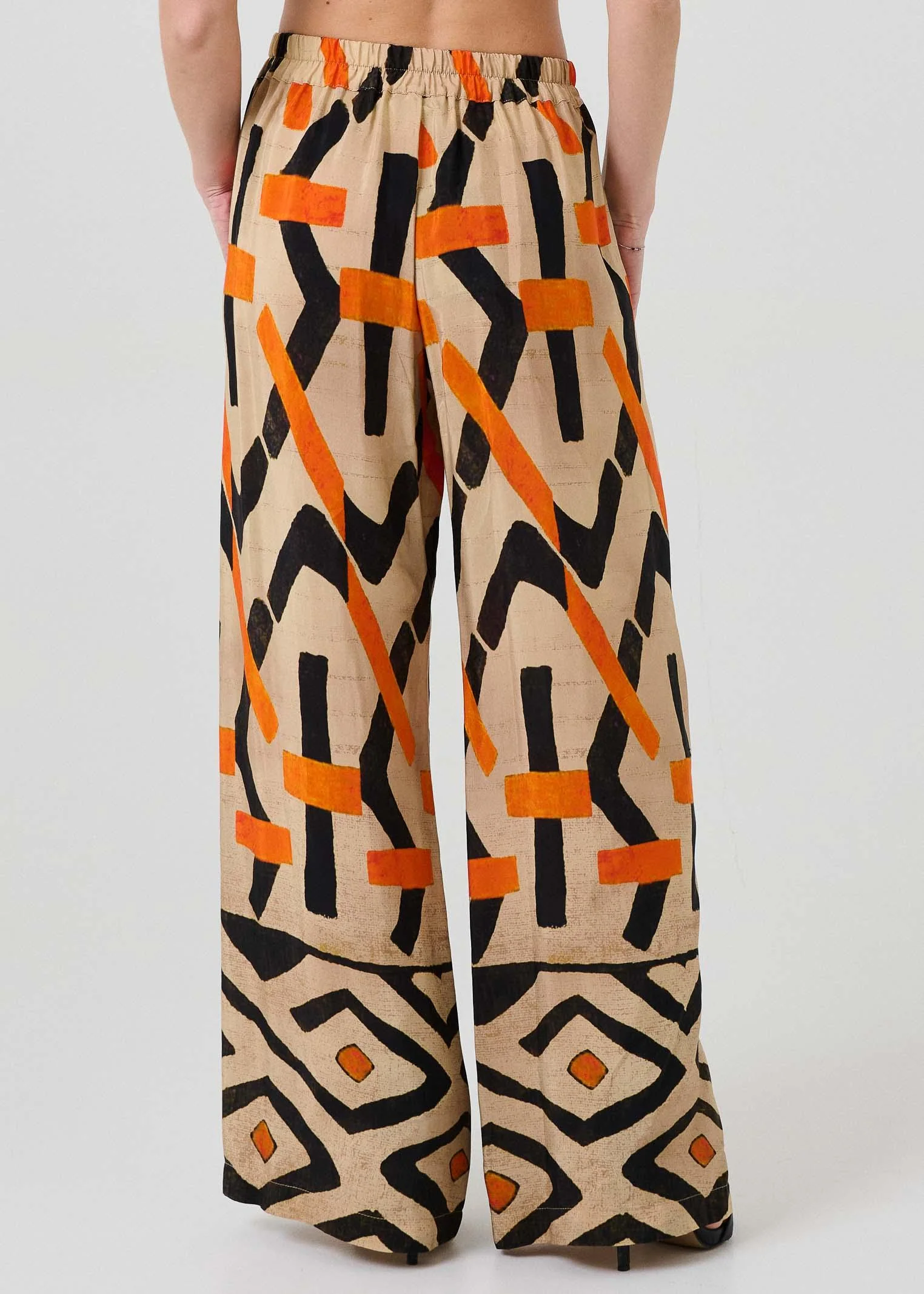 Pantalone a palazzo Dixie multicolor con fantasia geometrica - Image 3