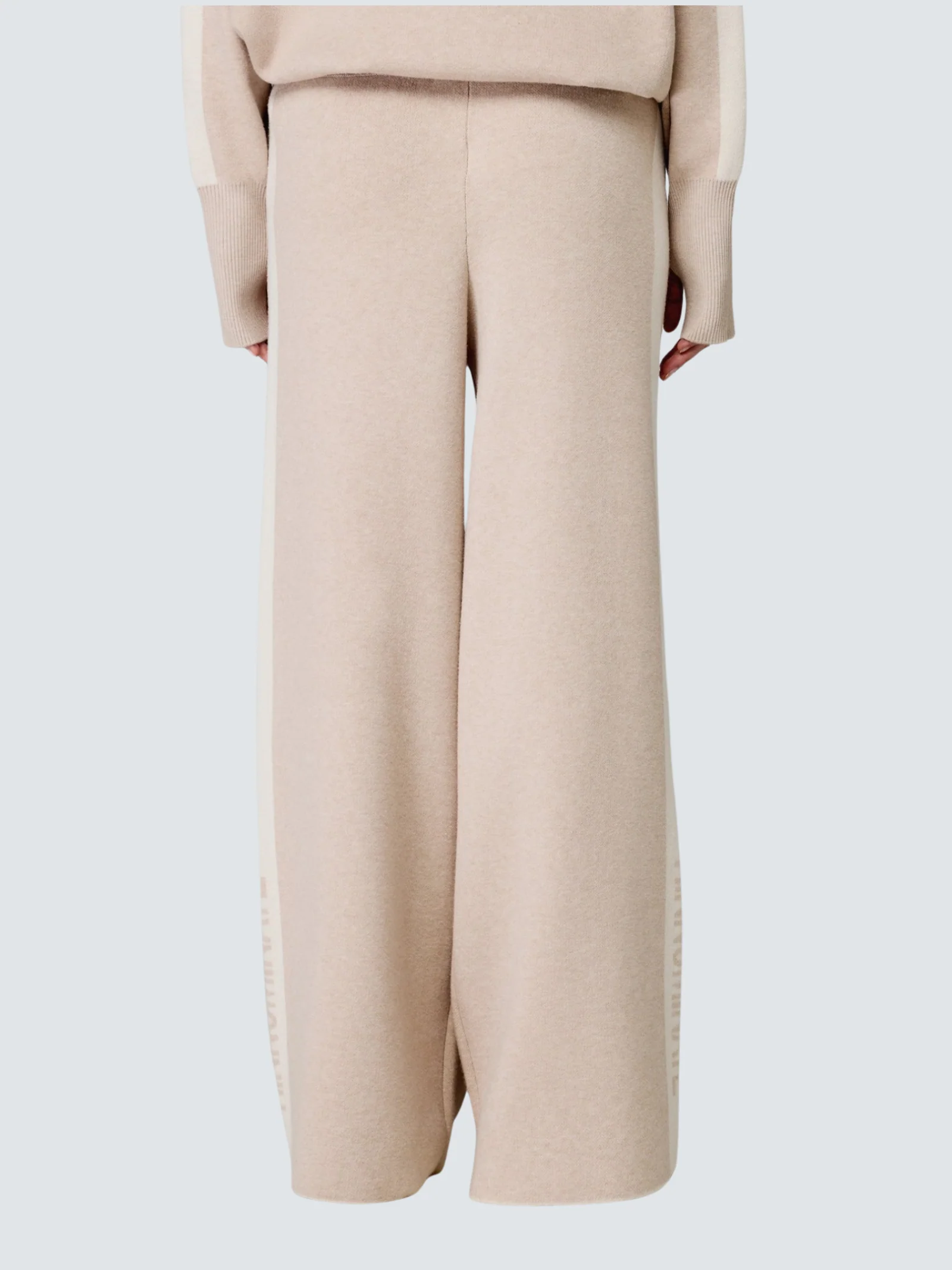 Pantalone a palazzo Hinnominate beige con bande in contrasto e logo - Image 2
