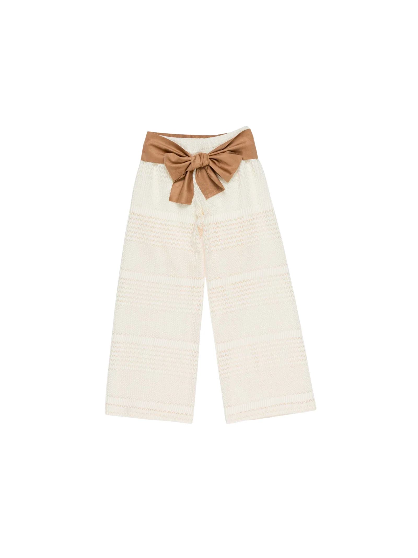 Pantalone a palazzo Lulù by Miss Grant panna con fusciacca cuoio