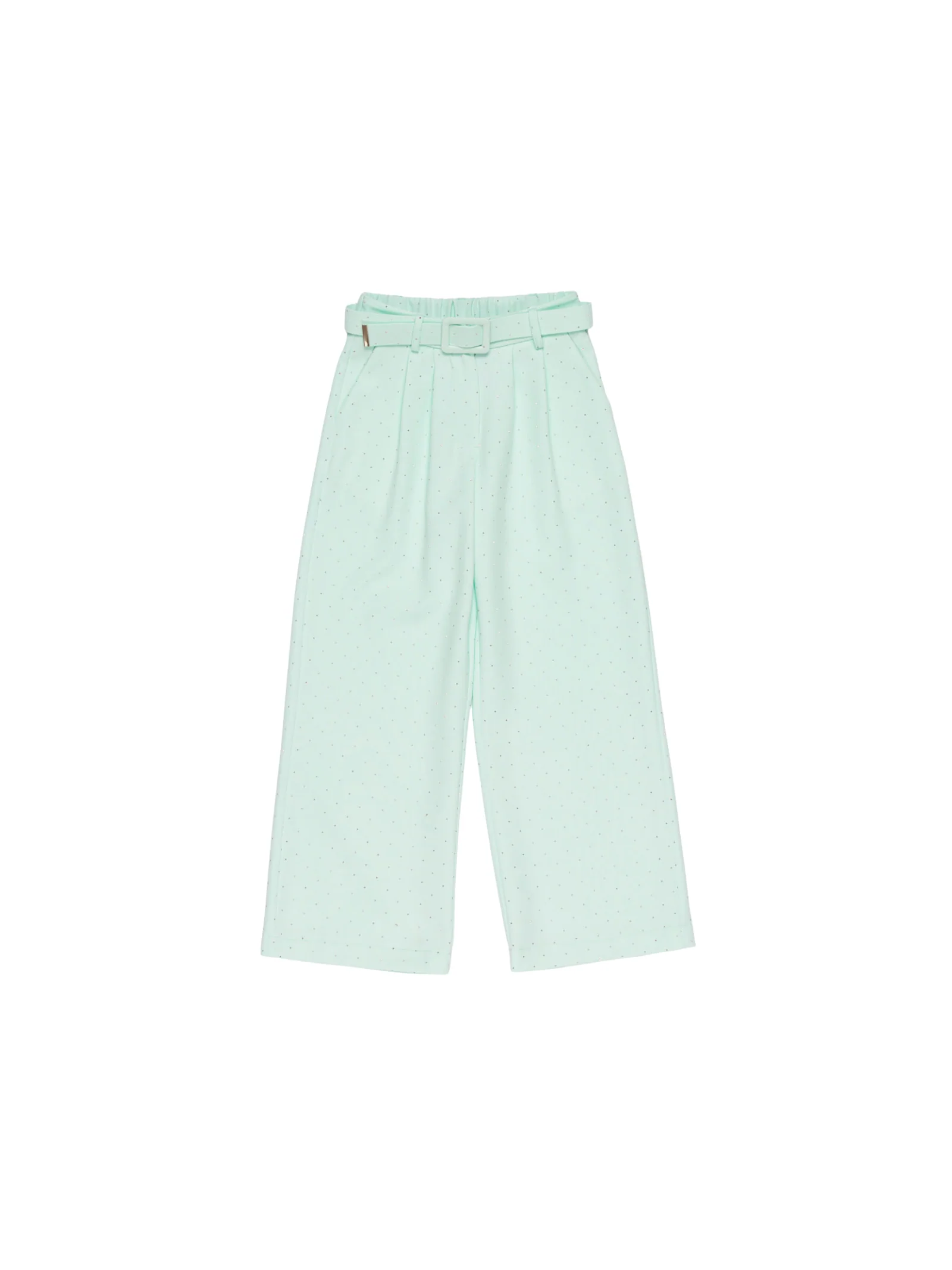 Pantalone a palazzo Lulù by Miss Grant verde menta con micro strass