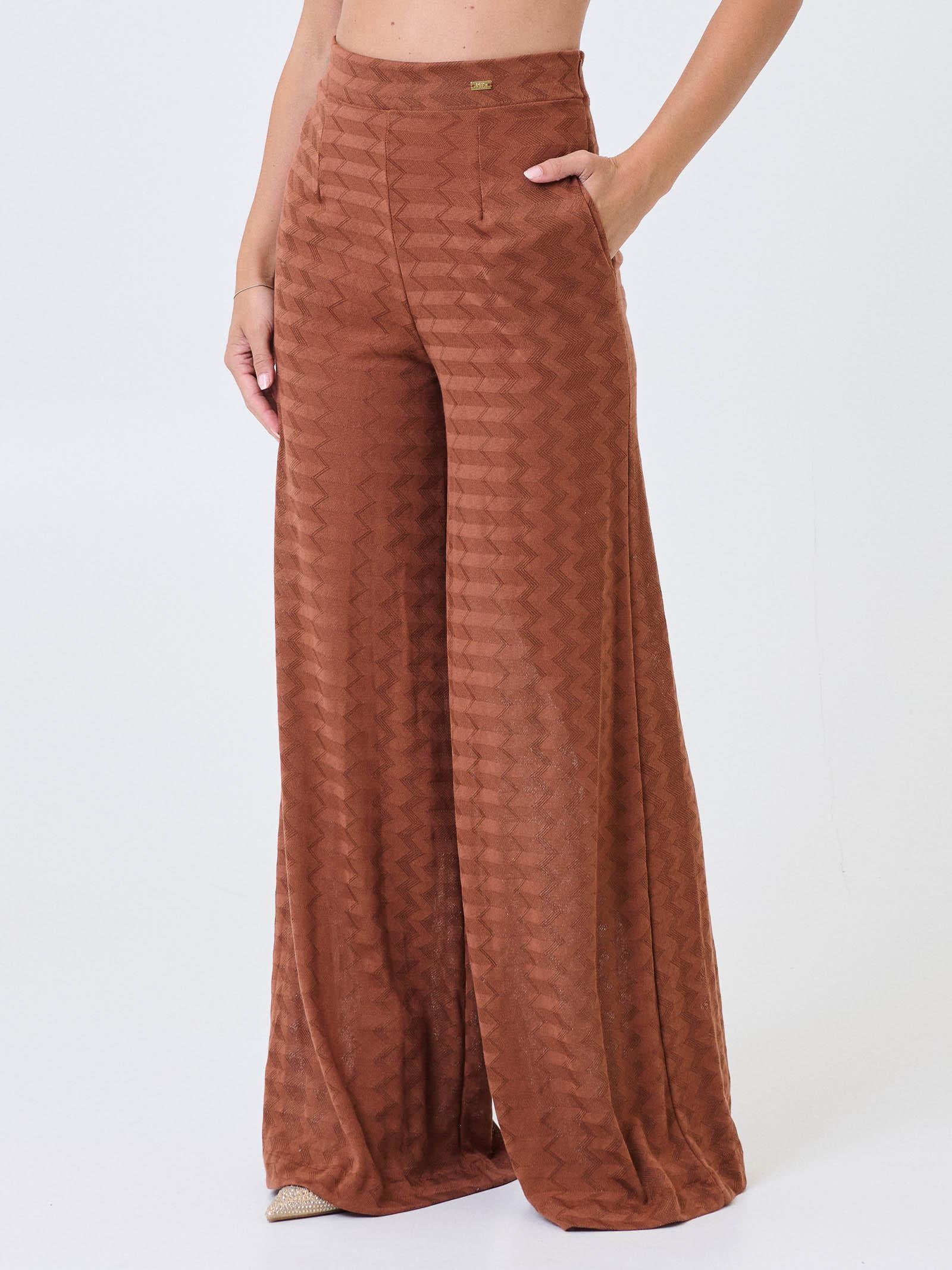 Pantalone a palazzo Pho Firenze ruggine in jacquard zig-zag - Image 2
