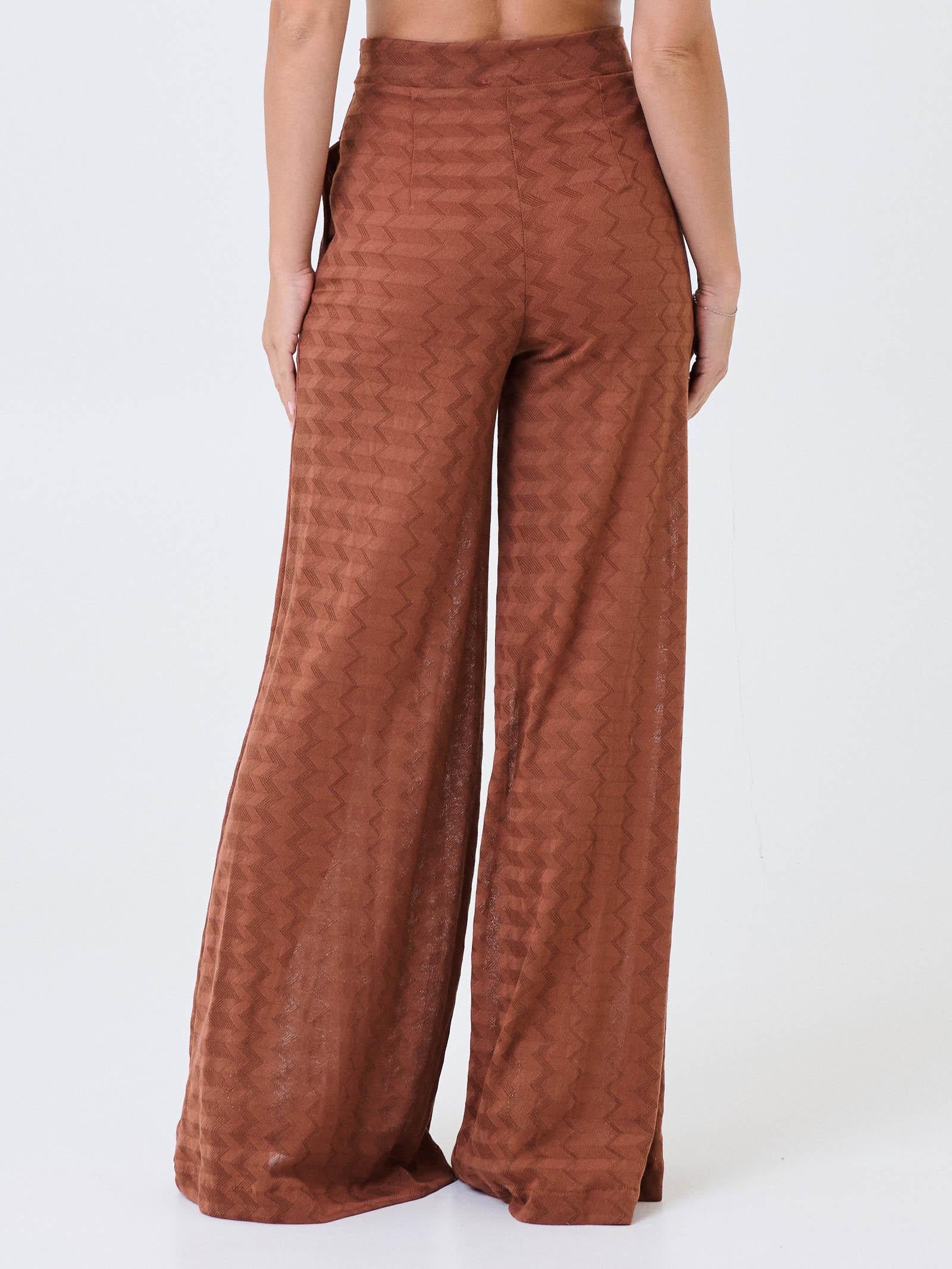 Pantalone a palazzo Pho Firenze ruggine in jacquard zig-zag - Image 3
