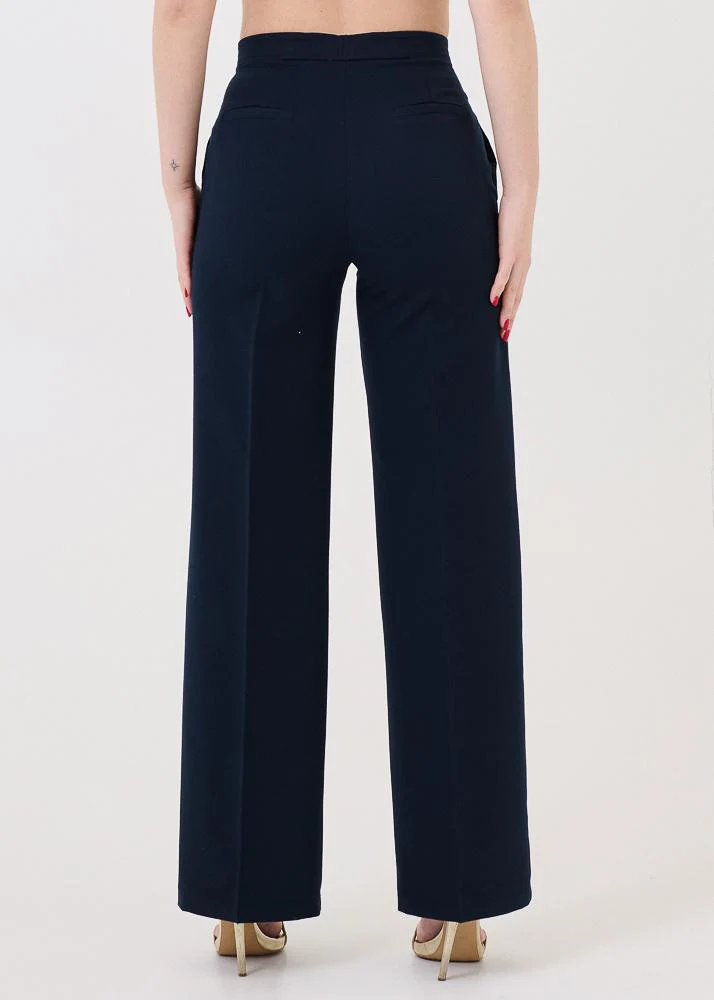 Pantalone a palazzo Vicolo blu navy - Image 3