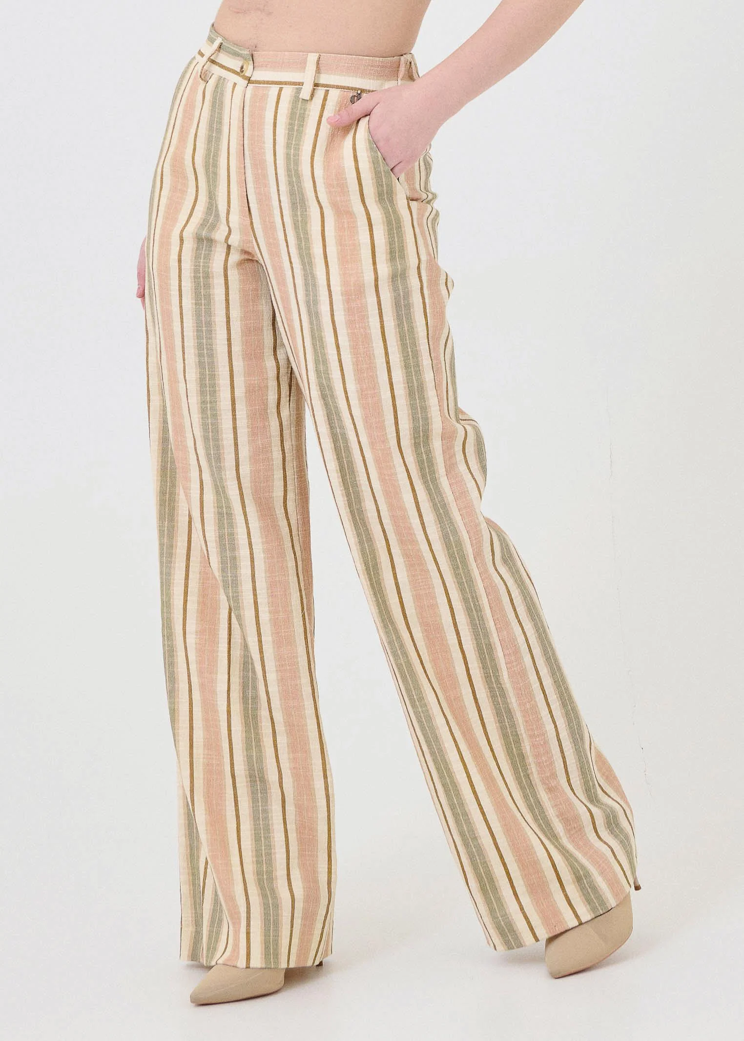 Pantalone a righe Dixie rosa e verde - Image 2