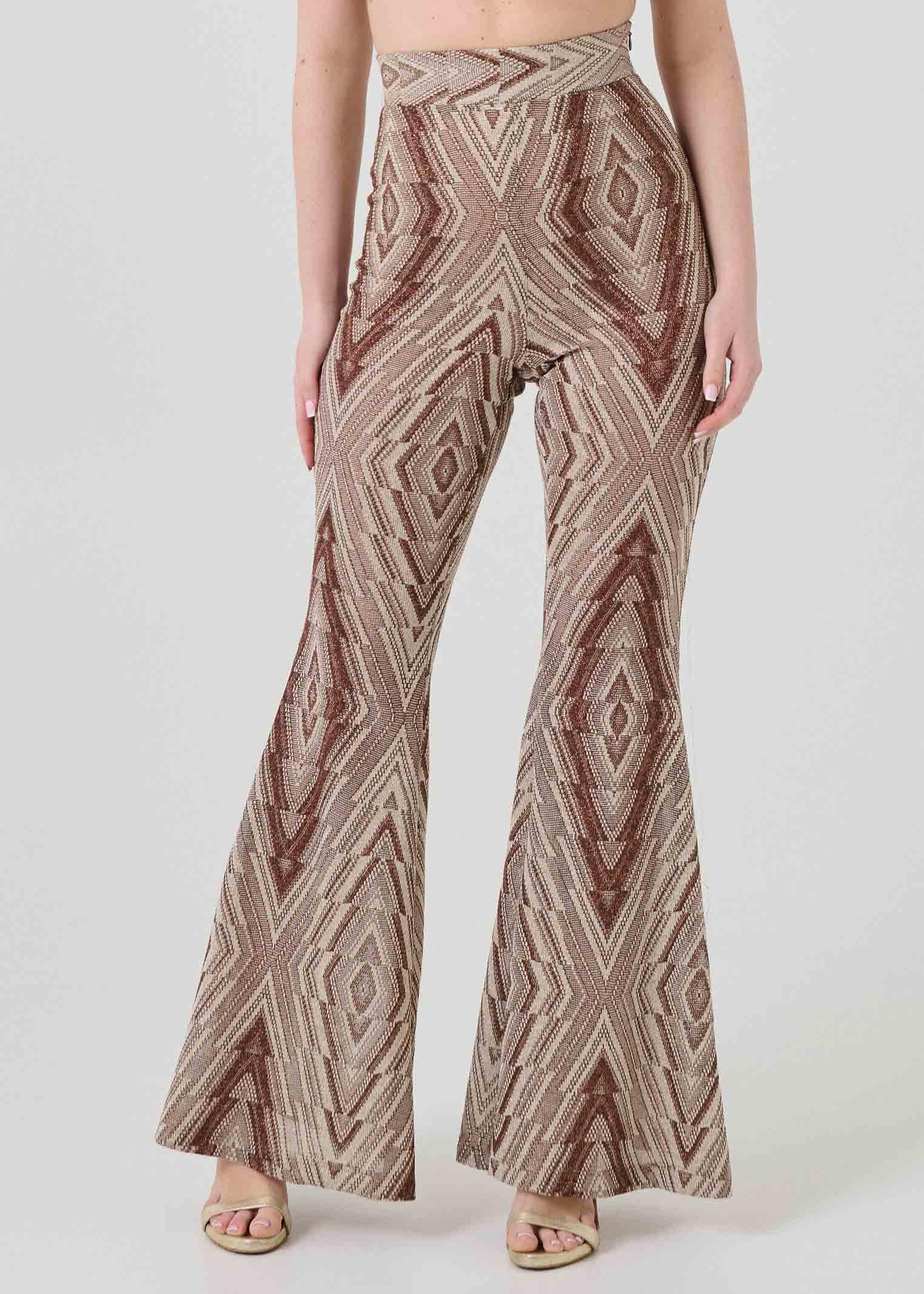 Pantalone a vita alta Bohemian Vì multicolor con inserti in filo lurex