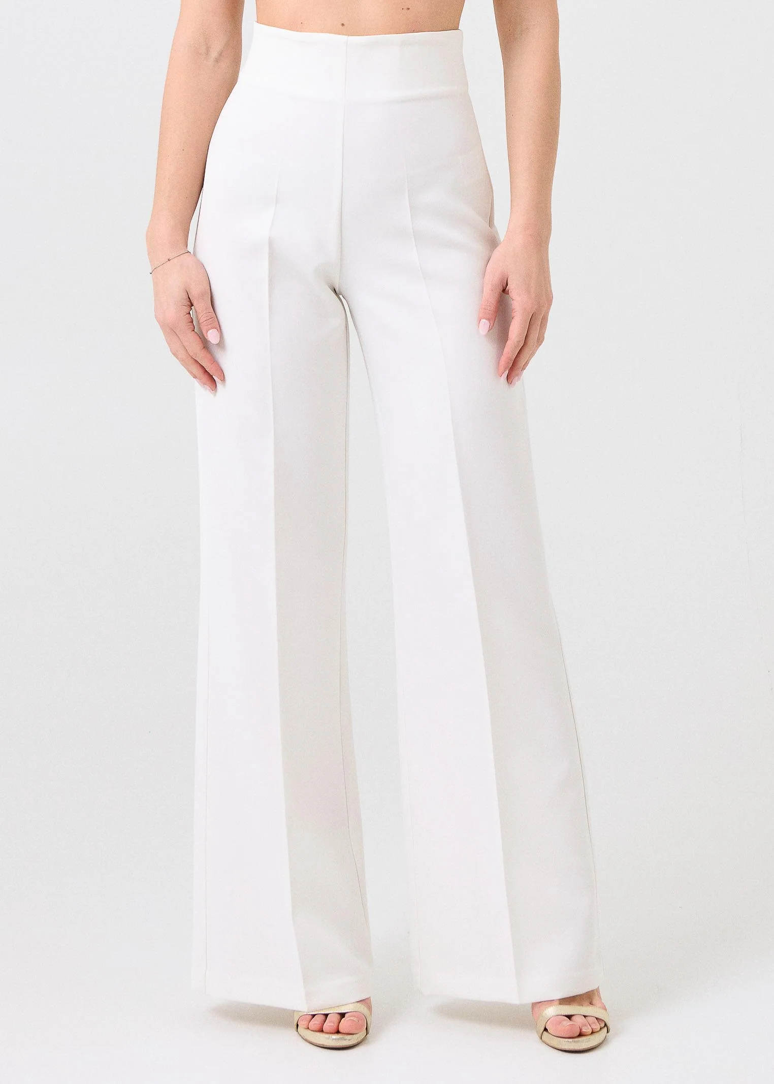 Pantalone a vita alta Silence Limited bianco
