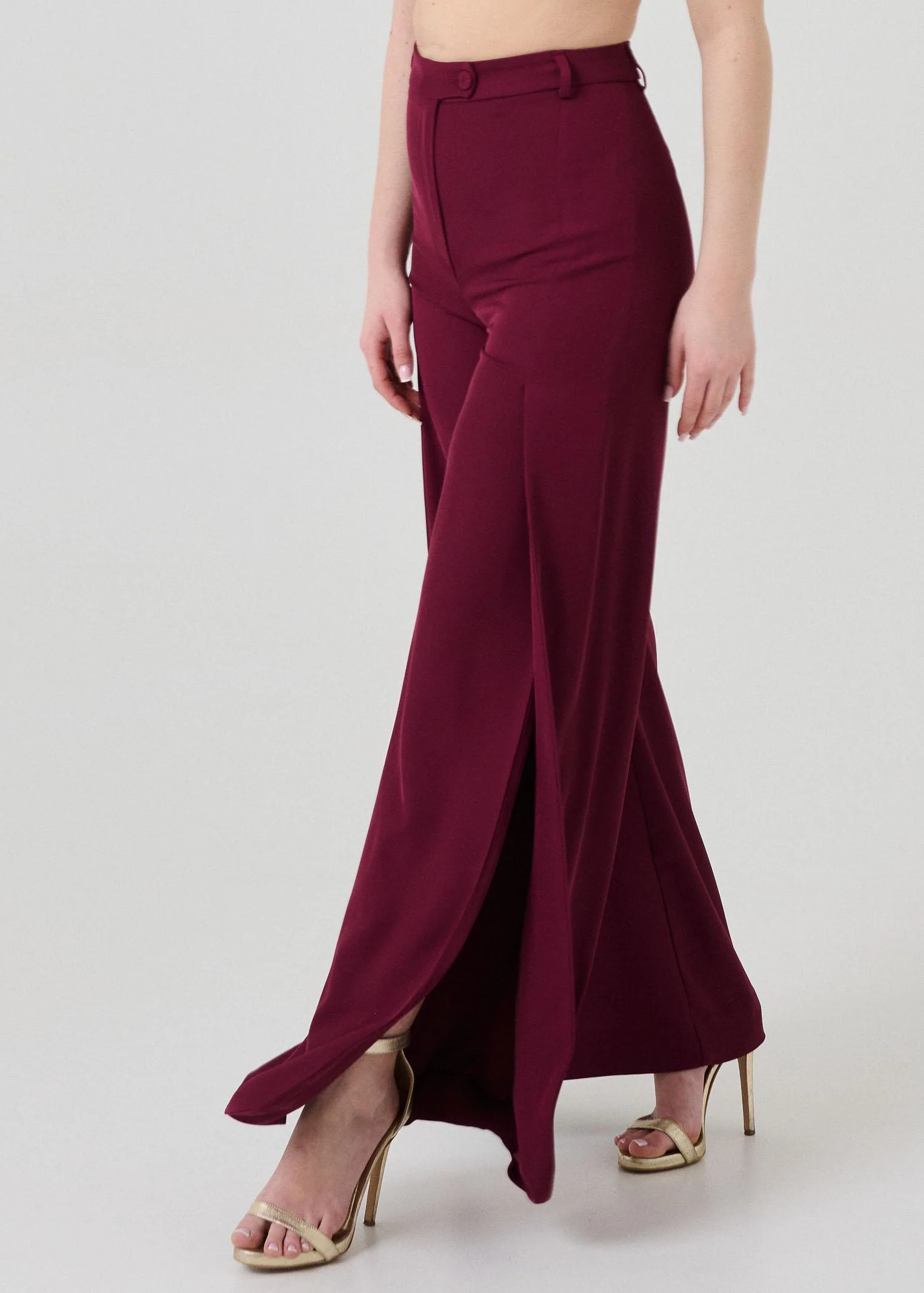 Pantalone a zampa Armoire bordeaux con spacchi - Image 2